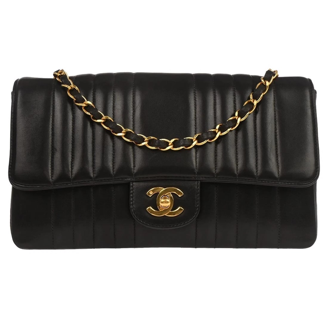 CHANEL BLACK LAMBSKIN MADEMOISELLE SINGLE FLAP SHOULDER BAG: Chanel Black Lambskin Mademoiselle Single Flap Shoulder Bag Brand: CHANEL Type/Style: Shoulder Bag Material: Lambskin Leather Color: Black Size: W 9.8 x H 5.9 x D 2.8inch Accessories: None