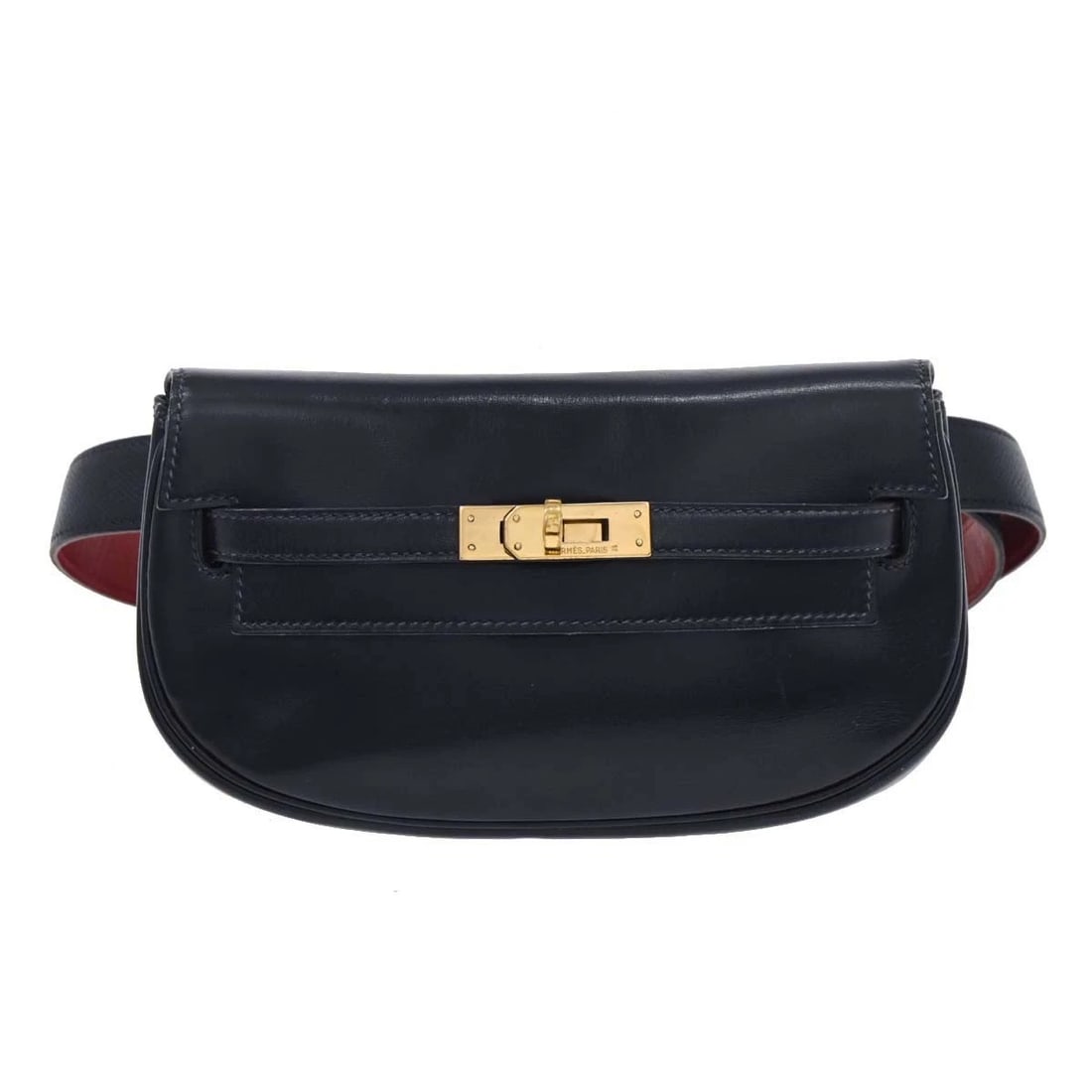 HERMES NAVY BOX CALF KELLY MOOVE BUM BAG: Hermes Navy Box Calf Kelly Moove Bum Bag Brand: Hermes Type/Style: Bum Bag Material: Box Calf Color: Navy Size: W 7.5 x H 3.9 x D 2.4inch Accessories: None Accessories Notice: When purchasing