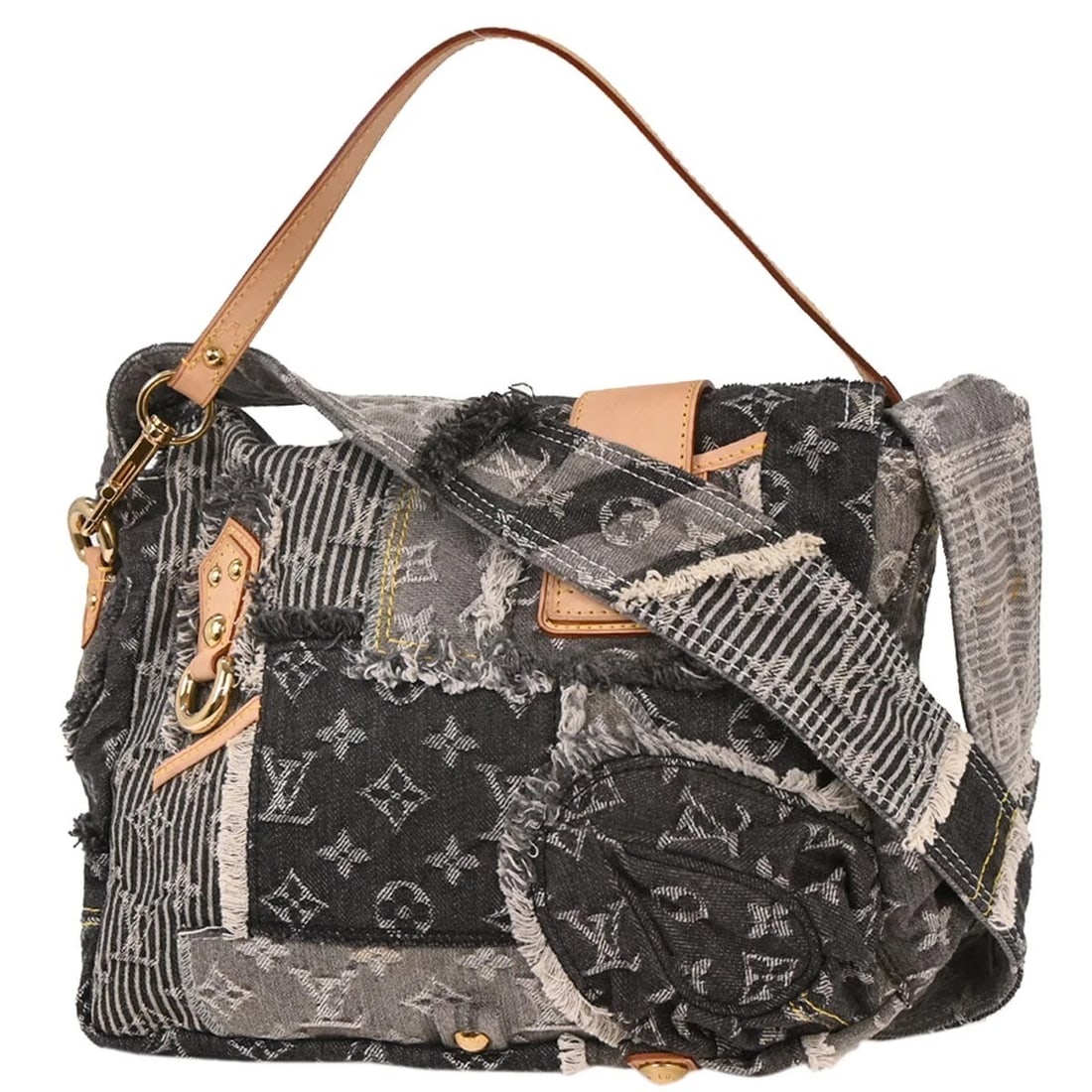 LOUIS VUITTON MONOGRAM DENIM PATCHWORK POSTIE 2WAY HANDBAG - 2