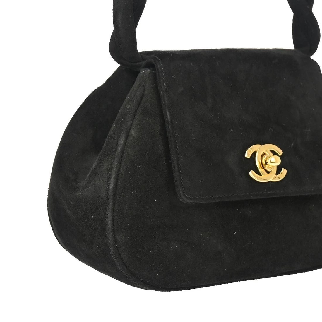 CHANEL BLACK SUEDE HANDBAG - 3