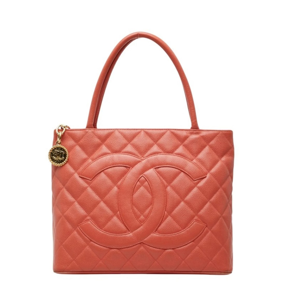 CHANEL MATELASSE COCO MARK REISSUE TOTE BAG: Chanel Matelasse Coco Mark Reissue Tote Bag Brand: Chanel Type/Style: Handbag, Tote bag Material: Grained Calfskin Color: Orange Size: (HxWxD) 24.5cm x 30cm x 15cm / 9.64inch x 11.81inch x 5.9inch