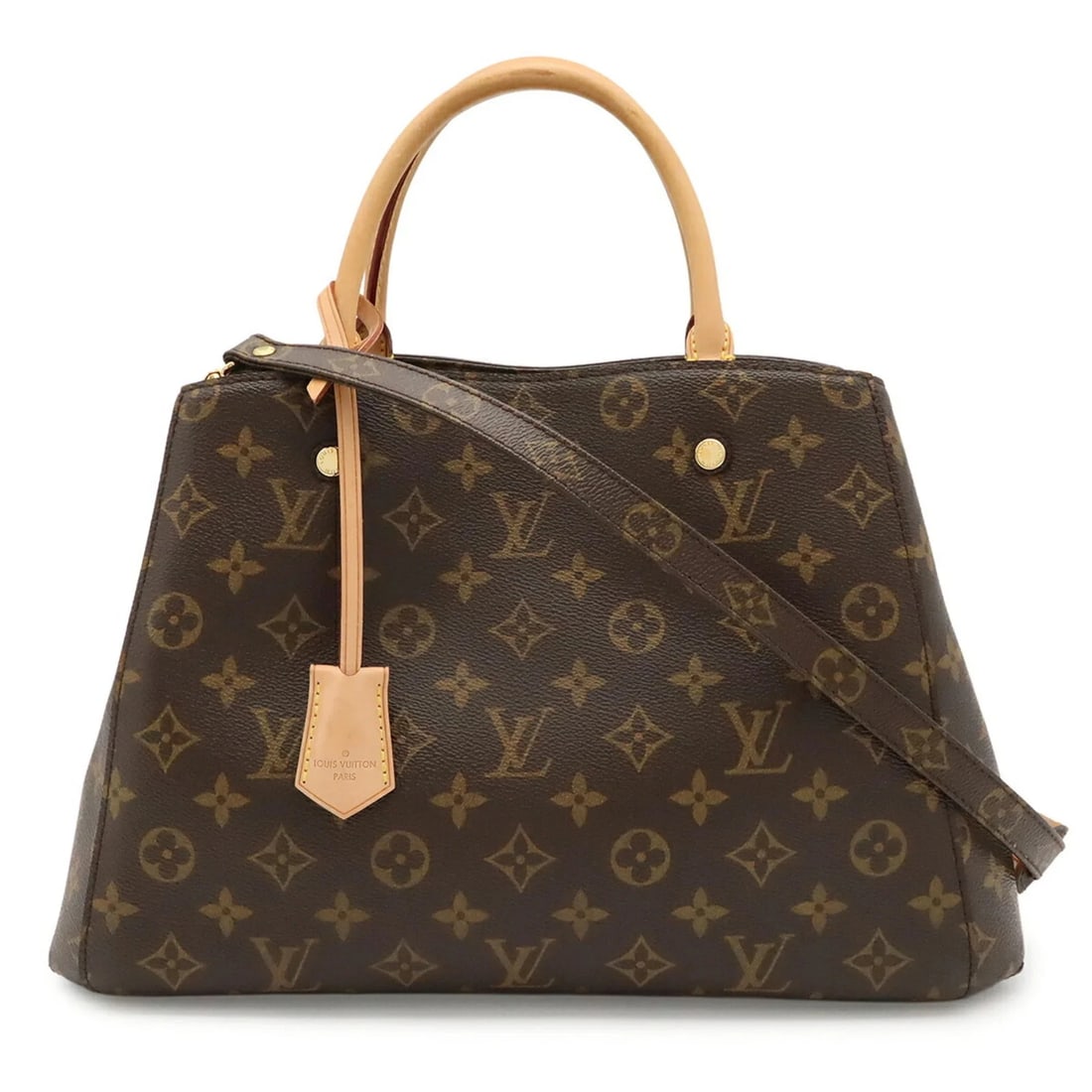 LOUIS VUITTON MONOGRAM MONTAIGNE MM HANDBAG SHOULDER BAG: LOUIS VUITTON Monogram Montaigne MM Handbag Shoulder Bag Brand: Louis Vuitton Type/Style: Handbag, Shoulder bag Material: Monogram Color: Brown, Monogram Size: (HxWxD) 23.5cm x 35cm x 15cm / 9.25inch 