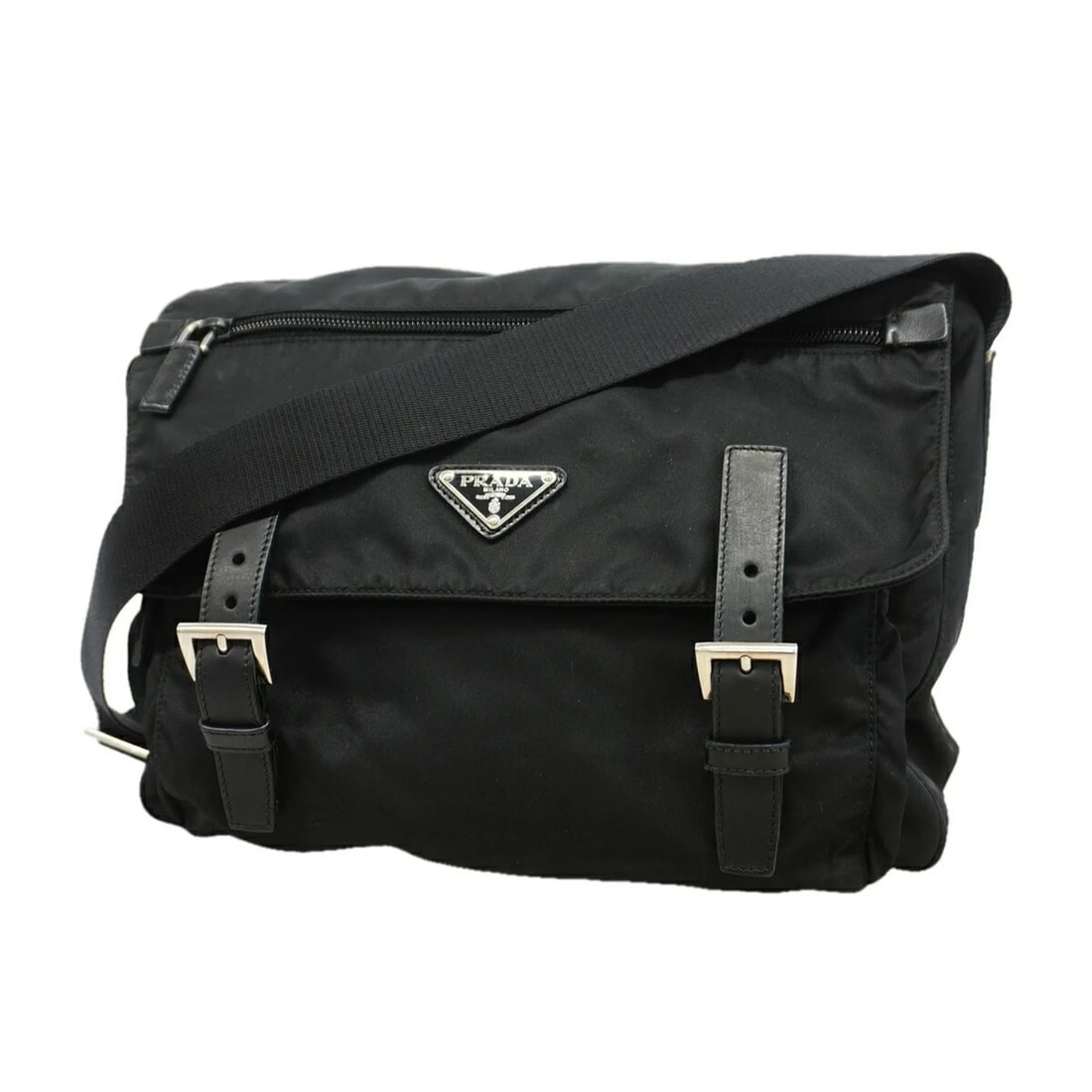 PRADA TESSUTO NYLON SHOULDER BAG, BLACK: Prada Tessuto Nylon Shoulder Bag, Black Brand: Prada Type/Style: Shoulder bag Material: Nylon Color: Black Size: (HxWxD) 27cm x 27.5cm x 10cm / 10.62inch x 10.82inch x 3.93inch Accessories: None