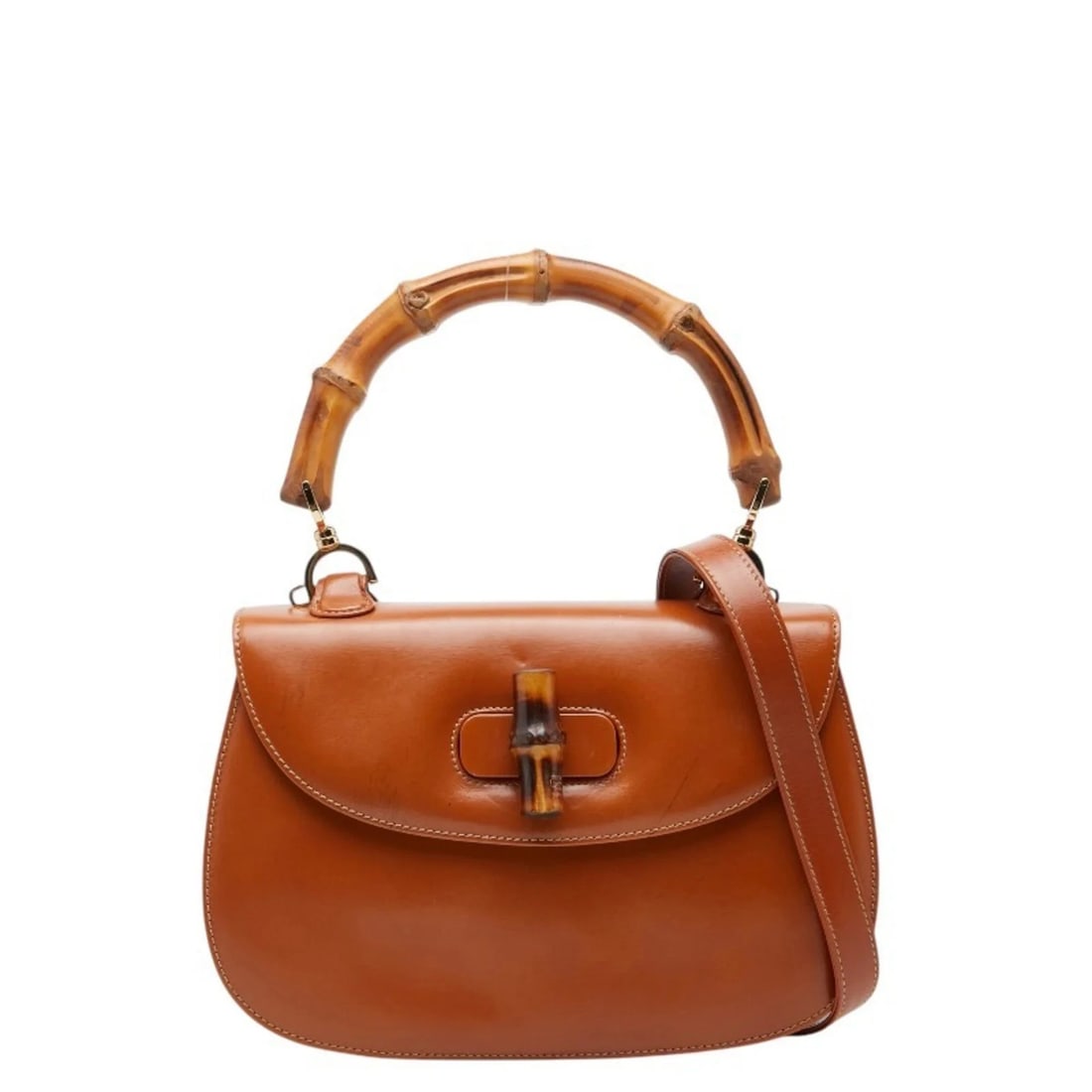 GUCCI OLD BAMBOO HANDBAG SHOULDER BAG: Gucci Old Bamboo Handbag Shoulder Bag Brand: Gucci Type/Style: Handbag, Shoulder bag Material: Leather Color: Brown Size: (HxWxD) 18cm x 27cm x 7cm / 7.08inch x 10.62inch x 2.75inch Accessories: None