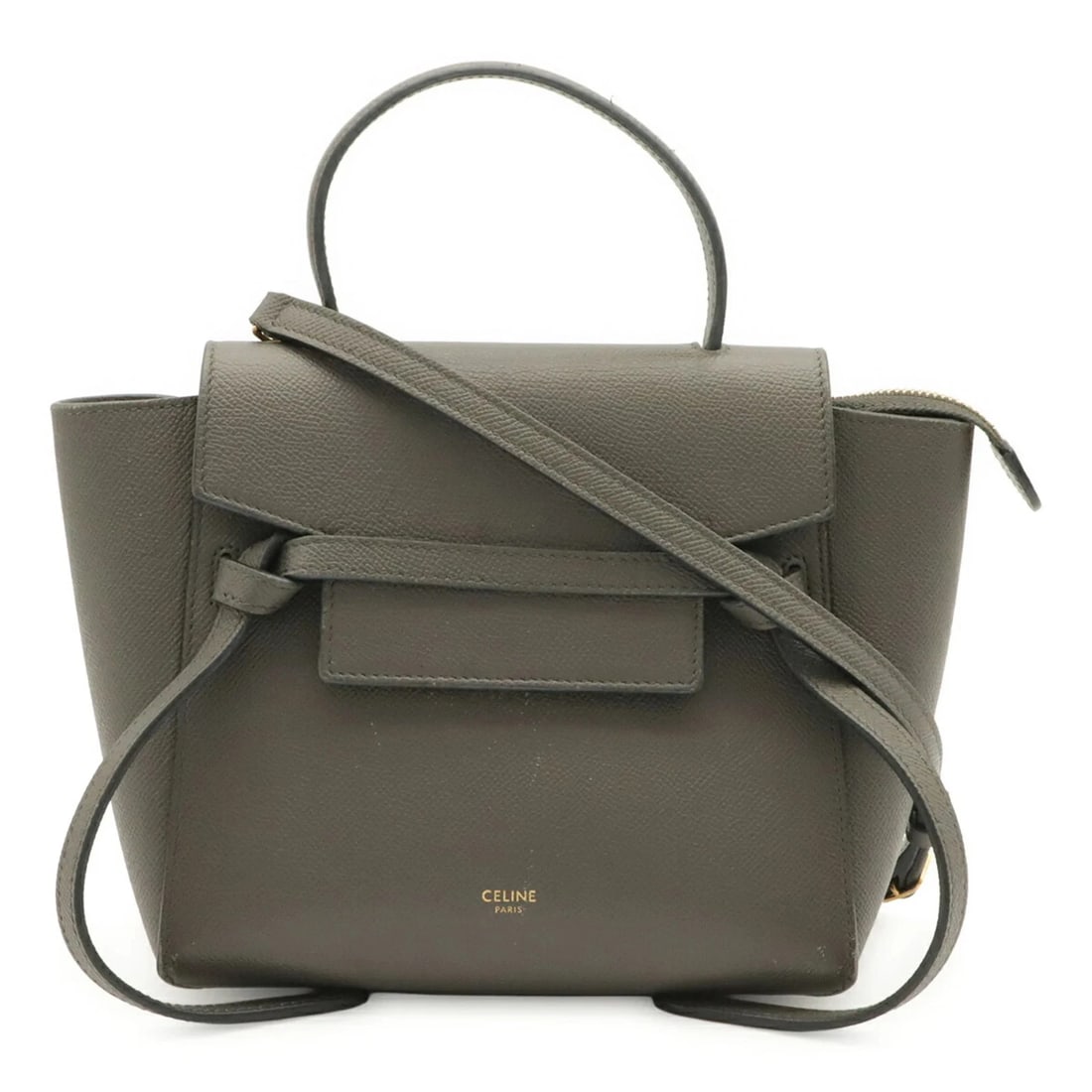 CELINE BELT BAG NANO HANDBAG SHOULDER LEATHER: CELINE Belt Bag Nano Handbag Shoulder Leather Brand: Celine Type/Style: Handbag, Shoulder bag Material: Leather Color: Gray Size: (HxWxD) 19.5cm x 27.5cm x 11cm / 7.67inch x 10.82inch x 4.33inch