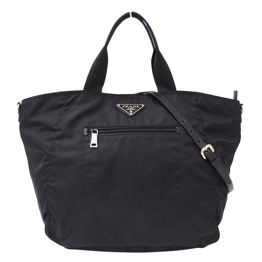 PRADA HANDBAG: Prada handbag Brand: Prada Type/Style: Handbag, Shoulder bag, Tote bag Material: Nylon Color: Black Size: (HxWxD) 34cm x 48cm x 17cm / 13.38inch x 18.89inch x 6.69inch Accessories: None Accessories