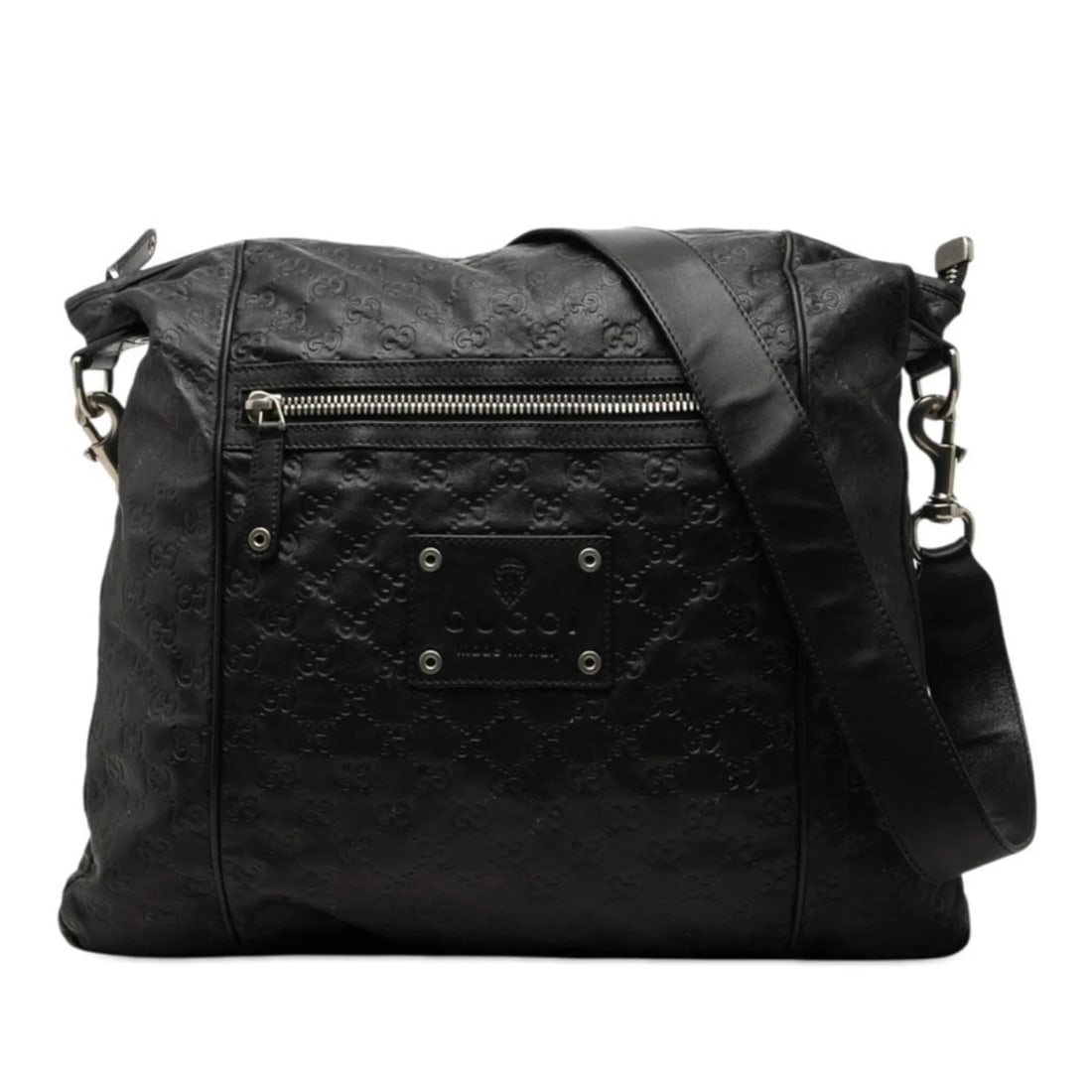 GUCCI SSIMA CROSSBODY SHOULDER BAG: Gucci ssima Crossbody Shoulder Bag Brand: Gucci Type/Style: Shoulder bag Material: Leather Color: Black Size: (HxWxD) 39cm x 41cm x 3.5cm / 15.35inch x 16.14inch x 1.37inch Accessories: None