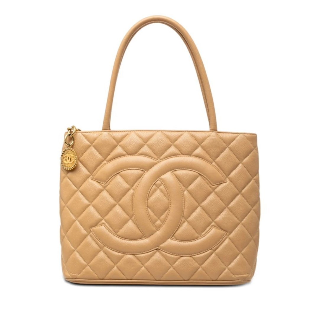 CHANEL MATELASSE COCO MARK REISSUE TOTE BAG: Chanel Matelasse Coco Mark Reissue Tote Bag Brand: Chanel Type/Style: Handbag, Tote bag Material: Grained Calfskin Color: Beige Size: (HxWxD) 24cm x 29.5cm x 14cm / 9.44inch x 11.61inch x 5.51inch