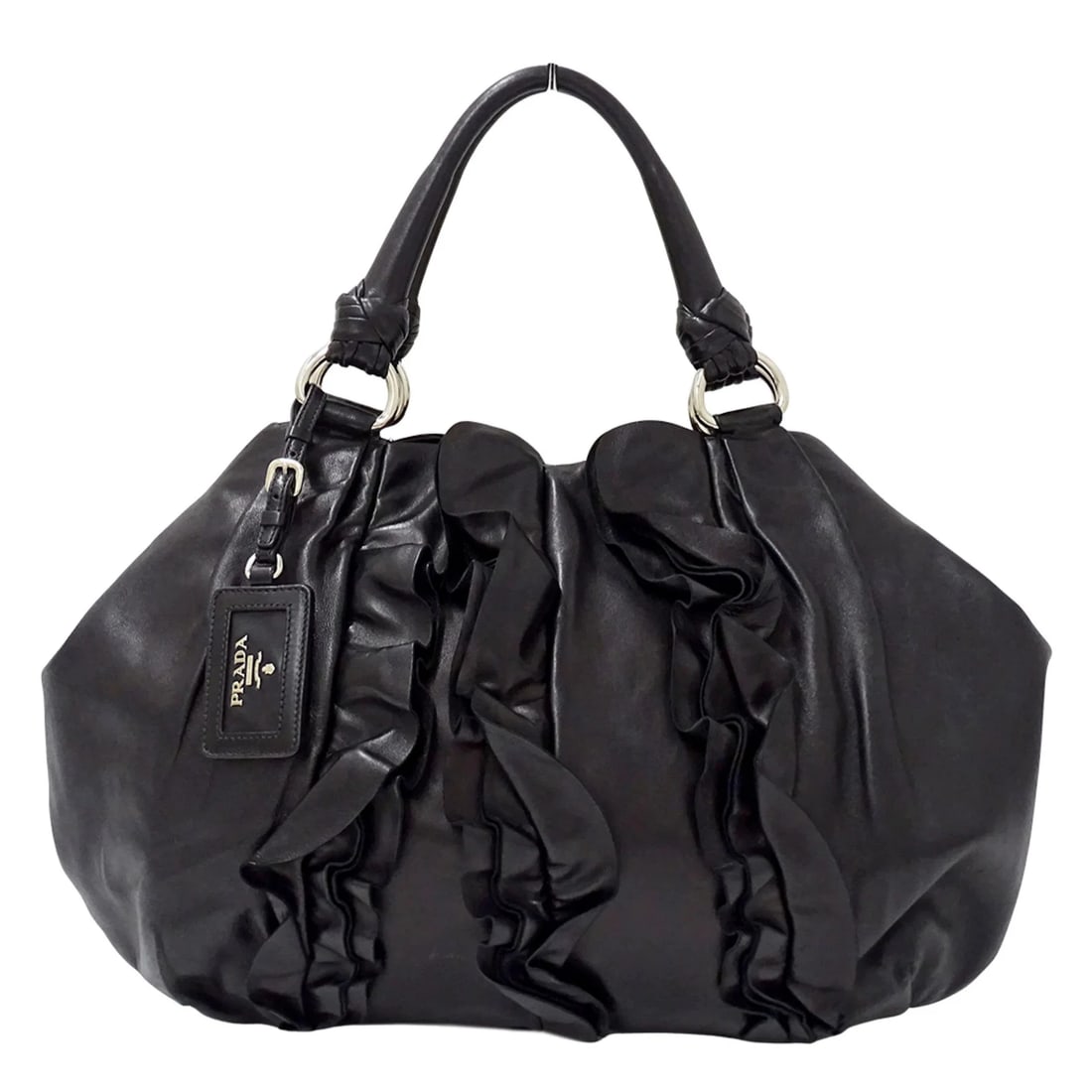 PRADA HANDBAG: Prada handbag Brand: Prada Type/Style: Handbag, Tote bag Material: Leather Color: Black Size: (HxWxD) 34cm x 42cm x 16cm / 13.38inch x 16.53inch x 6.29inch Accessories: None Accessories No