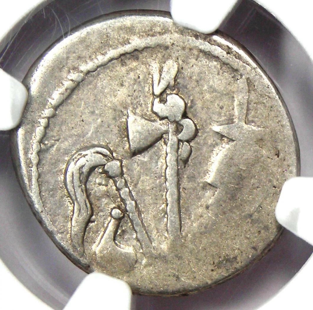 JULIUS CAESAR AR DENARIUS SILVER ELEPHANT COIN - 2