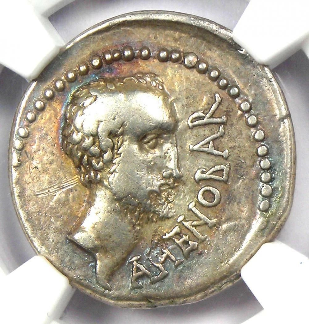 AHENOBARBUS AR DENARIUS SILVER ROMAN COIN: Ahenobarbus AR Denarius Silver Roman Coin Year: 41 BC Denomination: Denarius Composition: Silver Country of Origin: Italy Accessories: None Accessories Notice: When purchasing pre-owned go