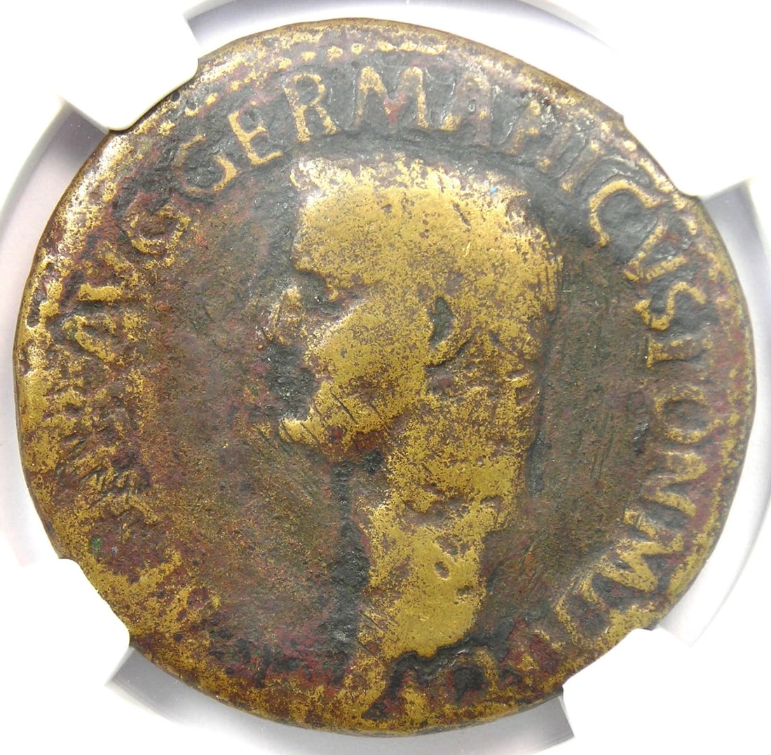 CALIGULA AE SESTERTIUS COPPER ROMAN GAIUS COIN: Caligula AE Sestertius Copper Roman Gaius Coin Year: 41 AD Denomination: Sestertius Composition: Copper Country of Origin: Italy Accessories: None Accessories Notice: When purchasing pre-o