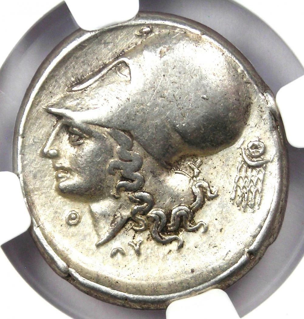 ACARNANIA THYRRHEIUM AR STATER PEGASUS AND ATHENA SILVER COIN: Acarnania Thyrrheium AR Stater Pegasus and Athena Silver Coin Year: 300 BC Denomination: Stater Composition: Silver Country of Origin: Greece Accessories: None Accessories Notice: When purchasing