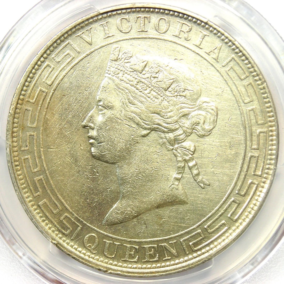 1868 CHINA HONG KONG VICTORIA DOLLAR COIN: 1868 China Hong Kong Victoria Dollar Coin Year: 1868 Denomination: 1 Dollar Composition: Silver Country of Origin: China Accessories: None Accessories Notice: When purchasing pre-owned goo