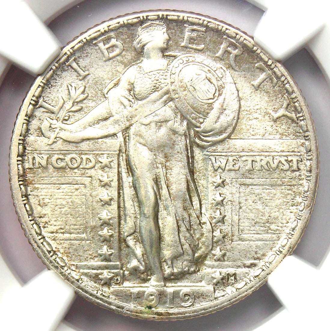 1919-D STANDING LIBERTY QUARTER 25C COIN: 1919-D Standing Liberty Quarter 25C Coin Year: 1919 Denomination: 25C Composition: Silver Country of Origin: United States Accessories: None Accessories Notice: When purchasing pre-owned goods,
