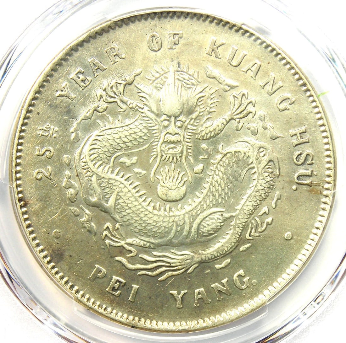 1899 CHINA CHIHLI DRAGON DOLLAR $1 COIN: 1899 China Chihli Dragon Dollar $1 Coin Year: 1899 Denomination: $1 Composition: Silver Country of Origin: China Accessories: None Accessories Notice: When purchasing pre-owned goods, please refer to