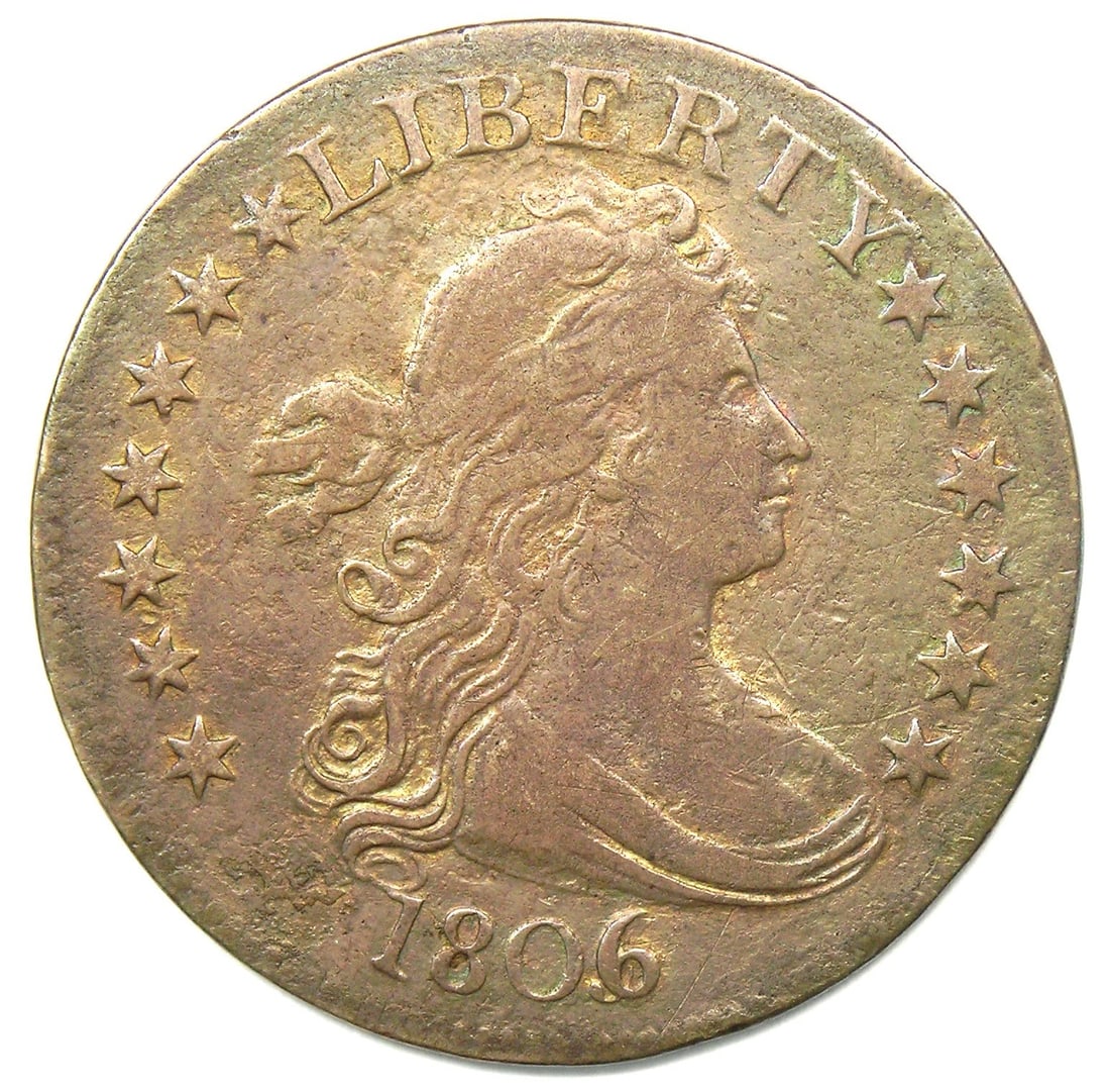 1806/5 DRAPED BUST QUARTER 25C OVERDATE VARIETY COIN: 1806/5 Draped Bust Quarter 25C Overdate Variety Coin Year: 1806 Denomination: 25C Composition: Silver Country of Origin: United States Accessories: None Accessories Notice: When purchasing pre-owned