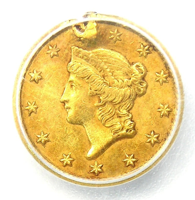 1850-C LIBERTY GOLD DOLLAR G$1: 1850-C Liberty Gold Dollar G$1 Year: 1850 Denomination: $1 Composition: Gold Country of Origin: United States Accessories: None Accessories Notice: When purchasing pre-owned goods, please refer to
