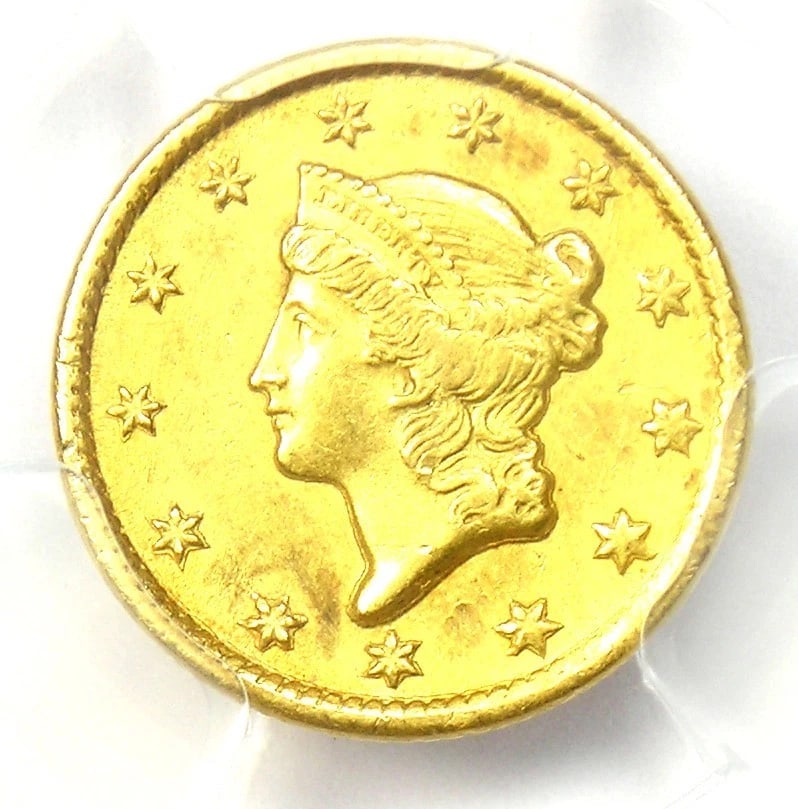 1851-C LIBERTY GOLD DOLLAR G$1 CHARLOTTE COIN: 1851-C Liberty Gold Dollar G$1 Charlotte Coin Year: 1851 Denomination: $1 Composition: Gold Country of Origin: United States Accessories: None Accessories Notice: When purchasing pre-owned