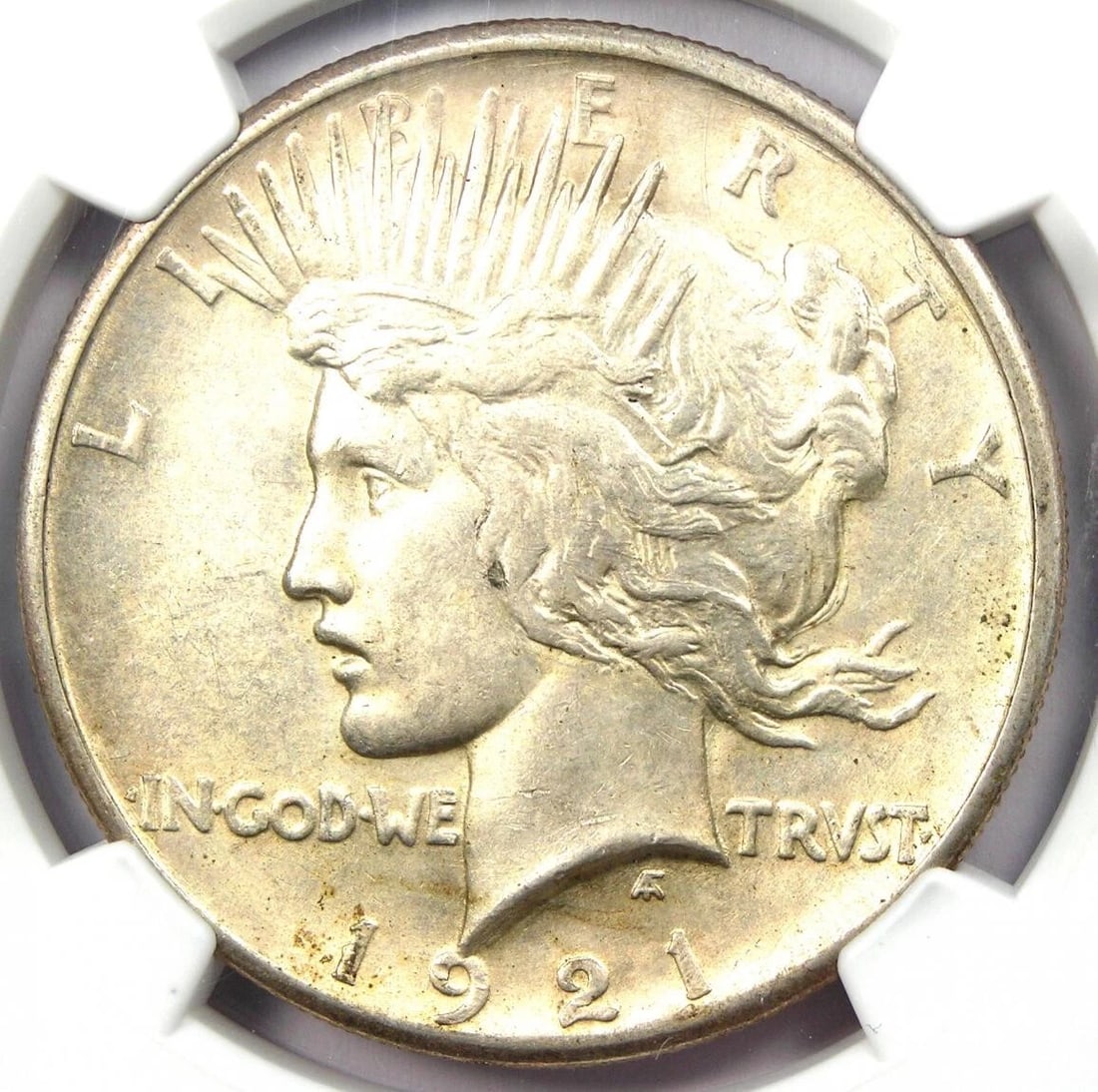 1921 PEACE SILVER DOLLAR $1 COIN: 1921 Peace Silver Dollar $1 Coin Year: 1921 Denomination: $1 Composition: Silver Country of Origin: United States Accessories: None Accessories Notice: When purchasing pre-owned goods, ple