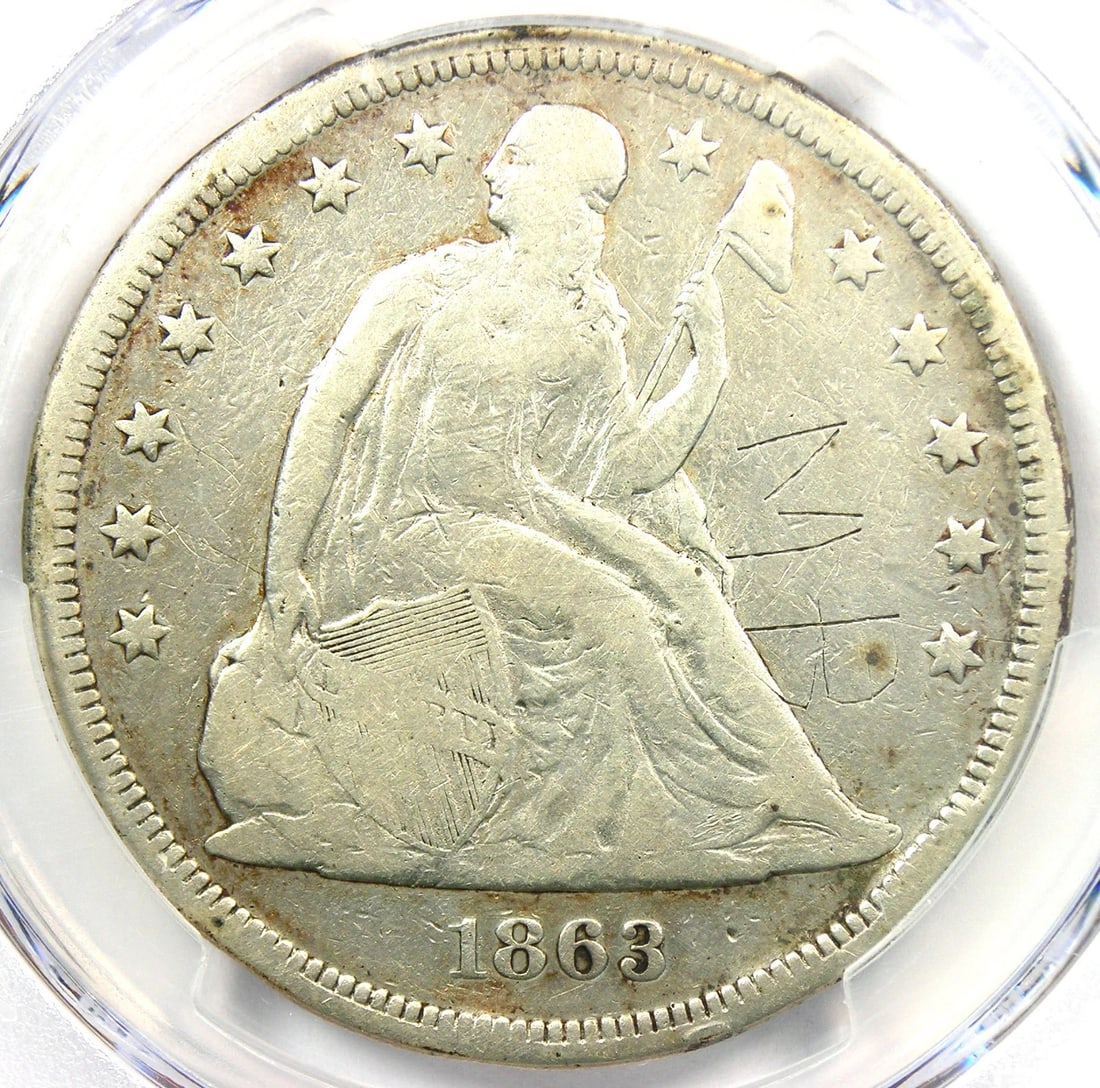 1863 SEATED LIBERTY SILVER DOLLAR CIVIL WAR $1: 1863 Seated Liberty Silver Dollar Civil War $1 Year: 1863 Denomination: $1 Composition: Silver Country of Origin: United States Accessories: None Accessories Notice: When purchasing pre-ow