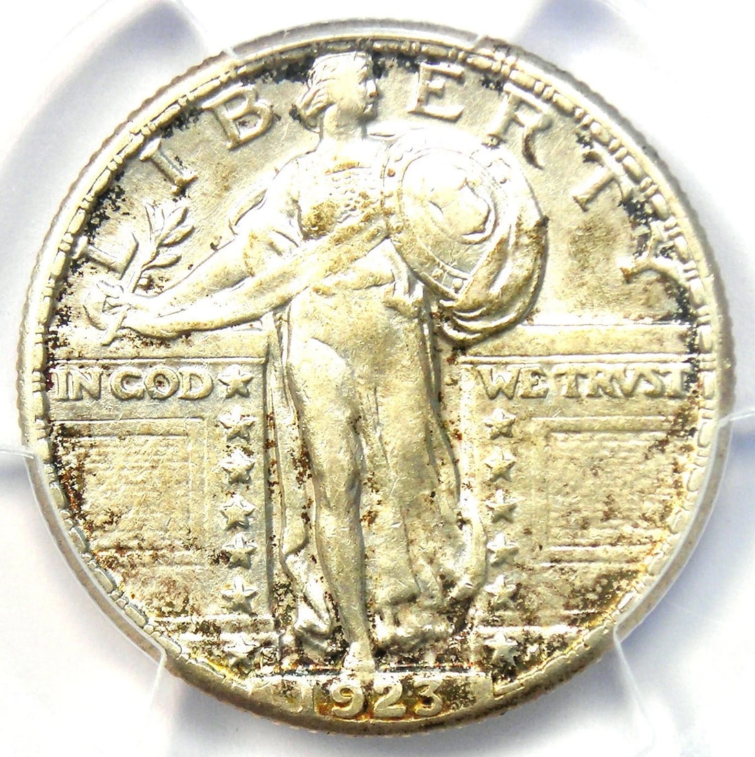 1923-S STANDING LIBERTY QUARTER 25C COIN: 1923-S Standing Liberty Quarter 25C Coin Year: 1923 Denomination: 25C Composition: Silver Country of Origin: United States Accessories: None Accessories Notice: When purchasing pre-owned g