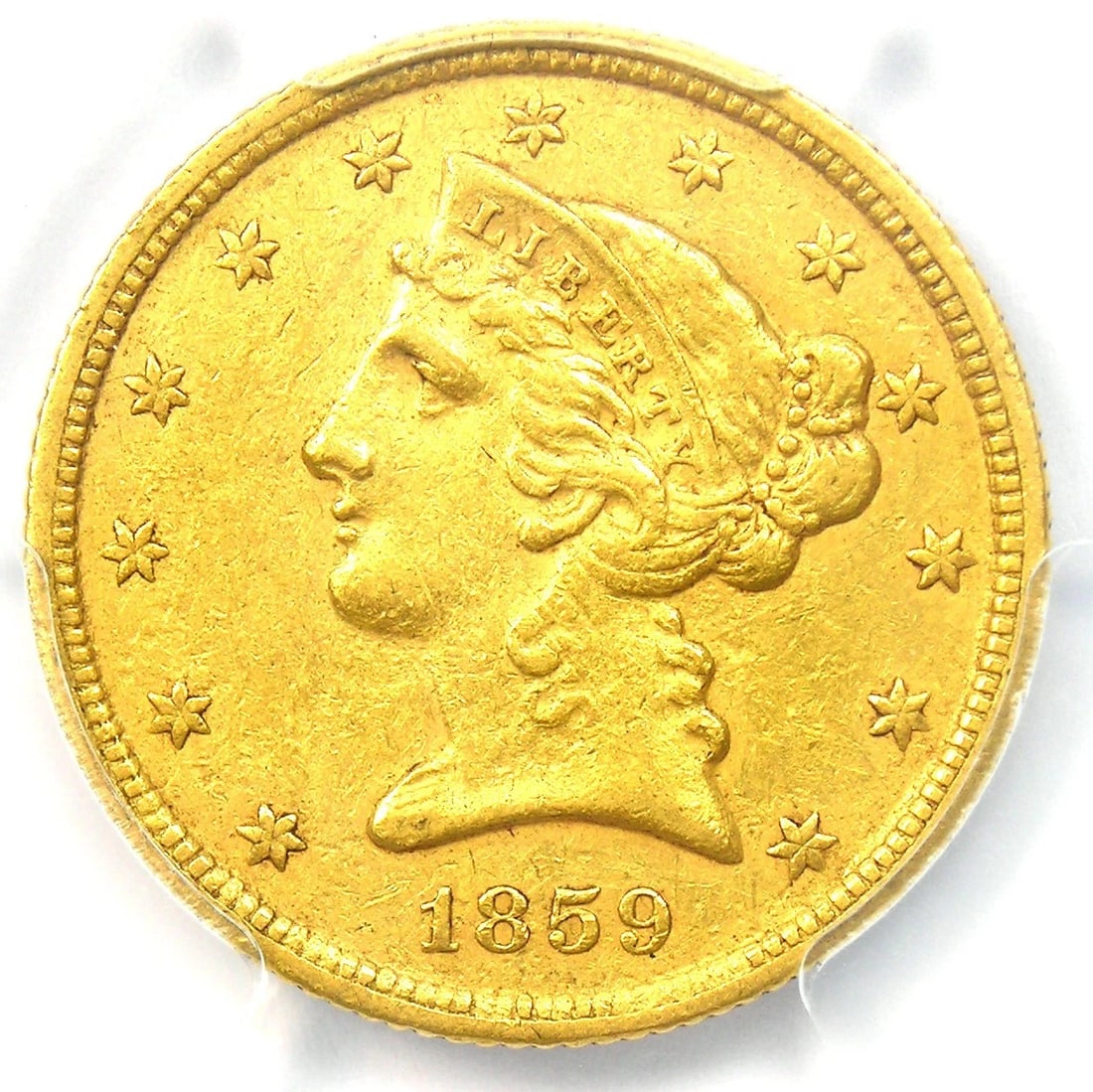 1859-C LIBERTY GOLD HALF EAGLE $5 (1 of 2)