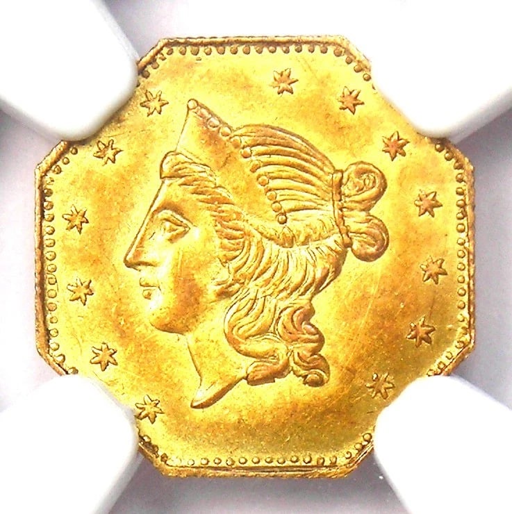 1853 CALIFORNIA LIBERTY GOLD DOLLAR G$1 COIN: 1853 California Liberty Gold Dollar G$1 Coin Year: 1853 Denomination: $1 Composition: Gold Country of Origin: United States Accessories: None Accessories Notice: When purchasing pre-owned