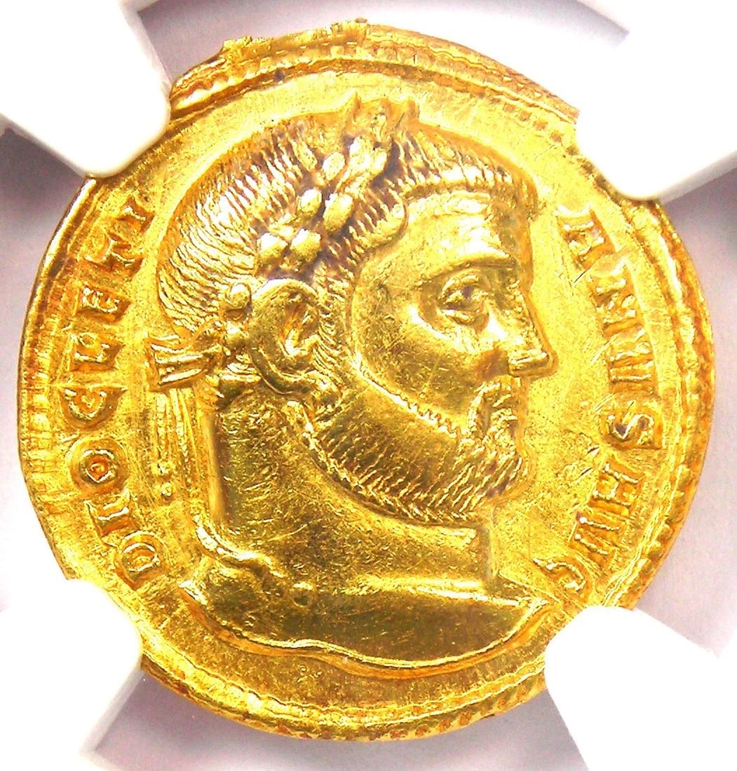 DIOCLETIAN AV AUREUS GOLD ROMAN COIN: Diocletian AV Aureus Gold Roman Coin Year: 284 AD Denomination: Aureus Composition: Gold Country of Origin: None Accessories: None Accessories Notice: When purchasing pre-owned goods, plea