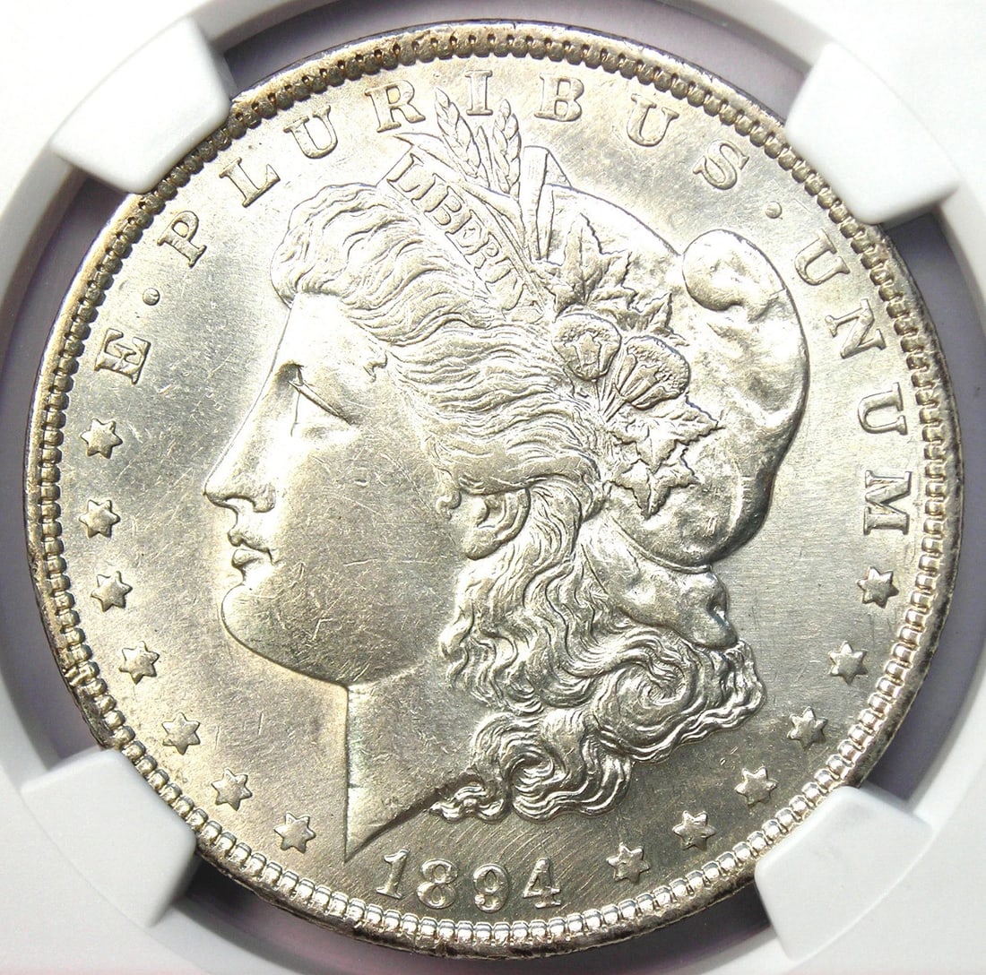 1894-P MORGAN SILVER DOLLAR $1 COIN: 1894-P Morgan Silver Dollar $1 Coin Year: 1894 Denomination: $1 Composition: Silver Country of Origin: United States Accessories: None Accessories Notice: When purchasing pre-owned goods,