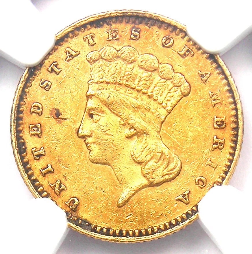 1877 INDIAN GOLD DOLLAR G$1 COIN: 1877 Indian Gold Dollar G$1 Coin Year: 1877 Denomination: $1 Composition: Gold Country of Origin: United States Accessories: None Accessories Notice: When purchasing pre-owned goods, pleas