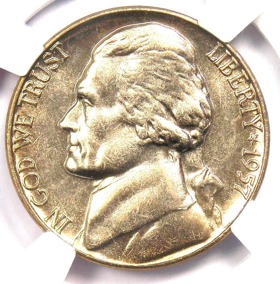 1957 JEFFERSON NICKEL 5C COIN: 1957 Jefferson Nickel 5C Coin Year: 1957 Denomination: 5C Composition: Nickel Country of Origin: United States Accessories: None Accessories Notice: When purchasing pre-owned goods, please