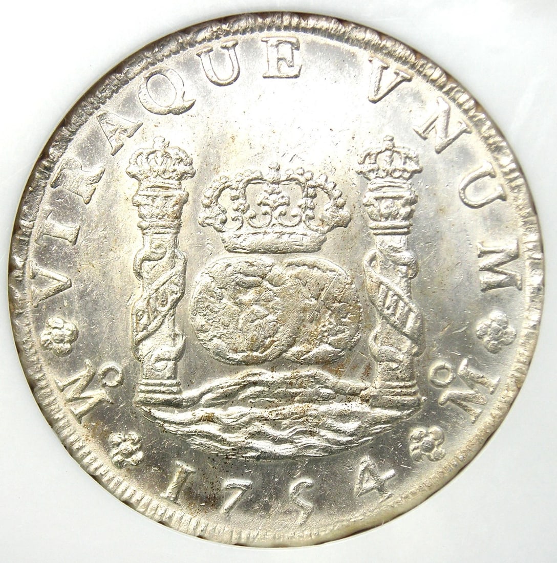1754 MEXICO SILVER PILLAR DOLLAR 8 ES COIN: 1754 Mexico Silver Pillar Dollar 8 es Coin Year: 1754 Denomination: 8 es Composition: Silver Country of Origin: Mexico Accessories: None Accessories Notice: When purchasing pre-owned goods