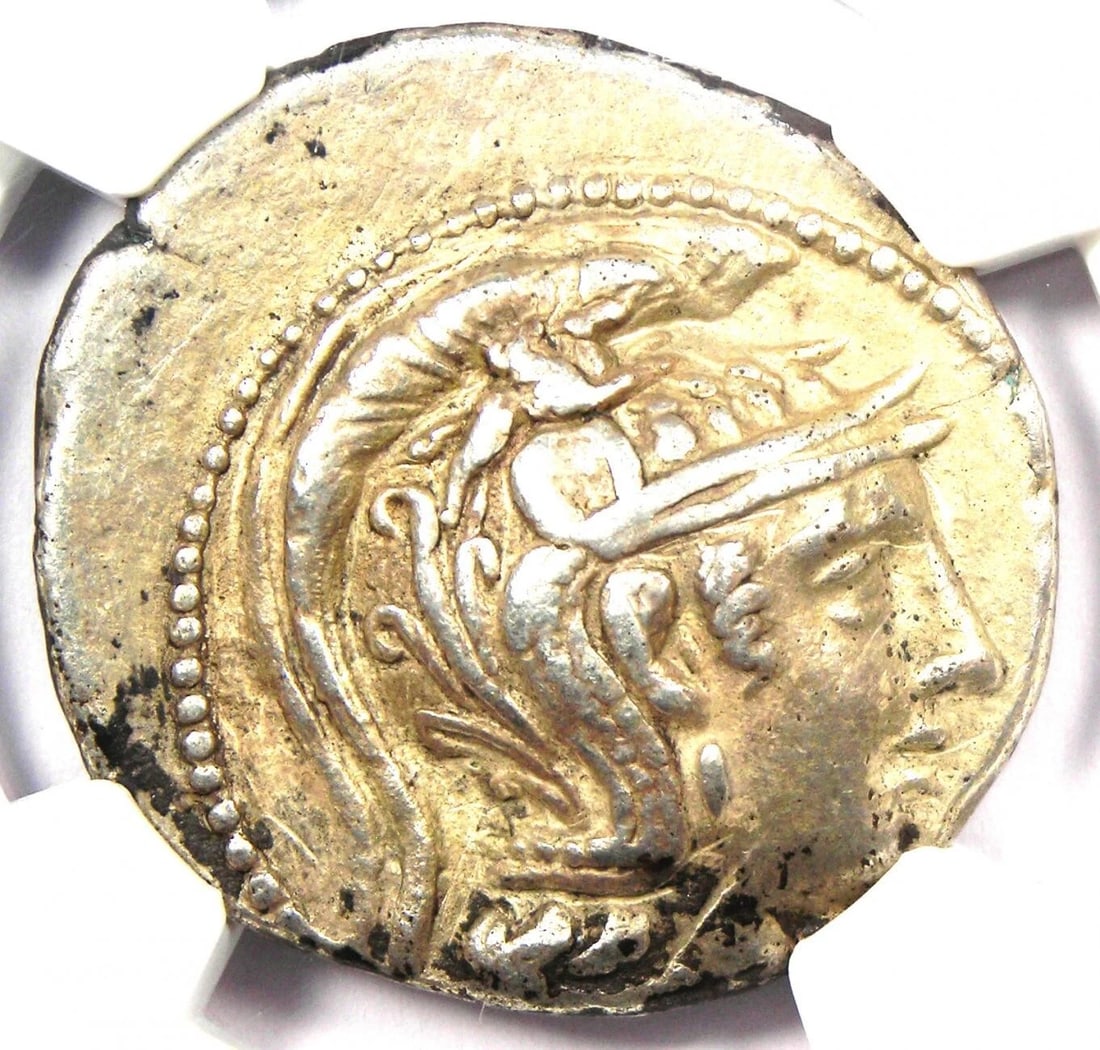 ATHENS GREECE ATHENA OWL TETRADRACHM COIN: Athens Greece Athena Owl Tetradrachm Coin Year: 116 BC Denomination: Tetradrachm Composition: Silver Country of Origin: Greece Accessories: None Accessories Notice: When purchasing pre-owned goods,