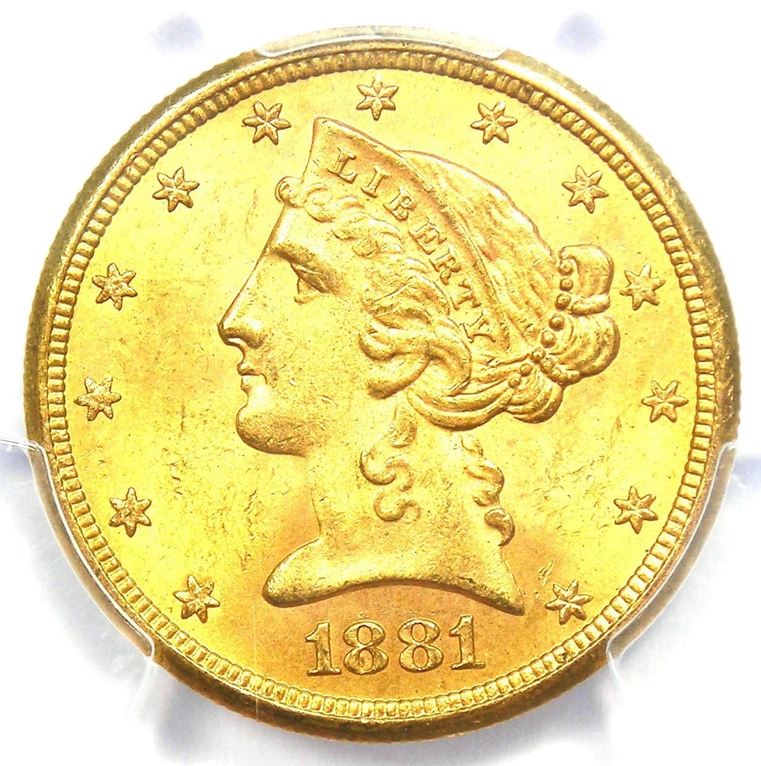 1881-S LIBERTY GOLD HALF EAGLE $5 COIN (1 of 2)