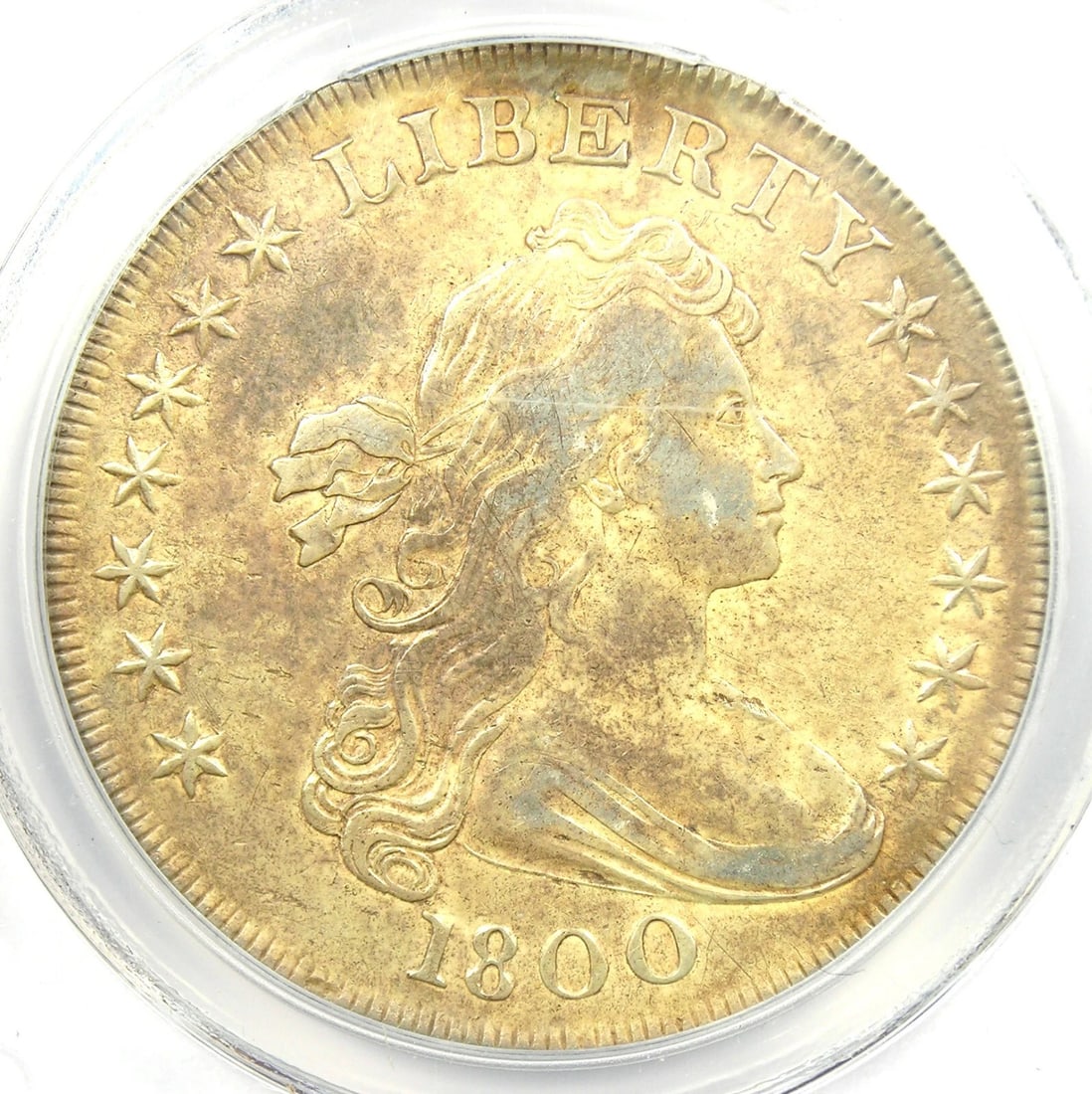 1800 DRAPED BUST SILVER DOLLAR $1 COIN: 1800 Draped Bust Silver Dollar $1 Coin Year: 1800 Denomination: $1 Composition: Silver Country of Origin: United States Accessories: None Accessories Notice: When purchasing pre-owned good
