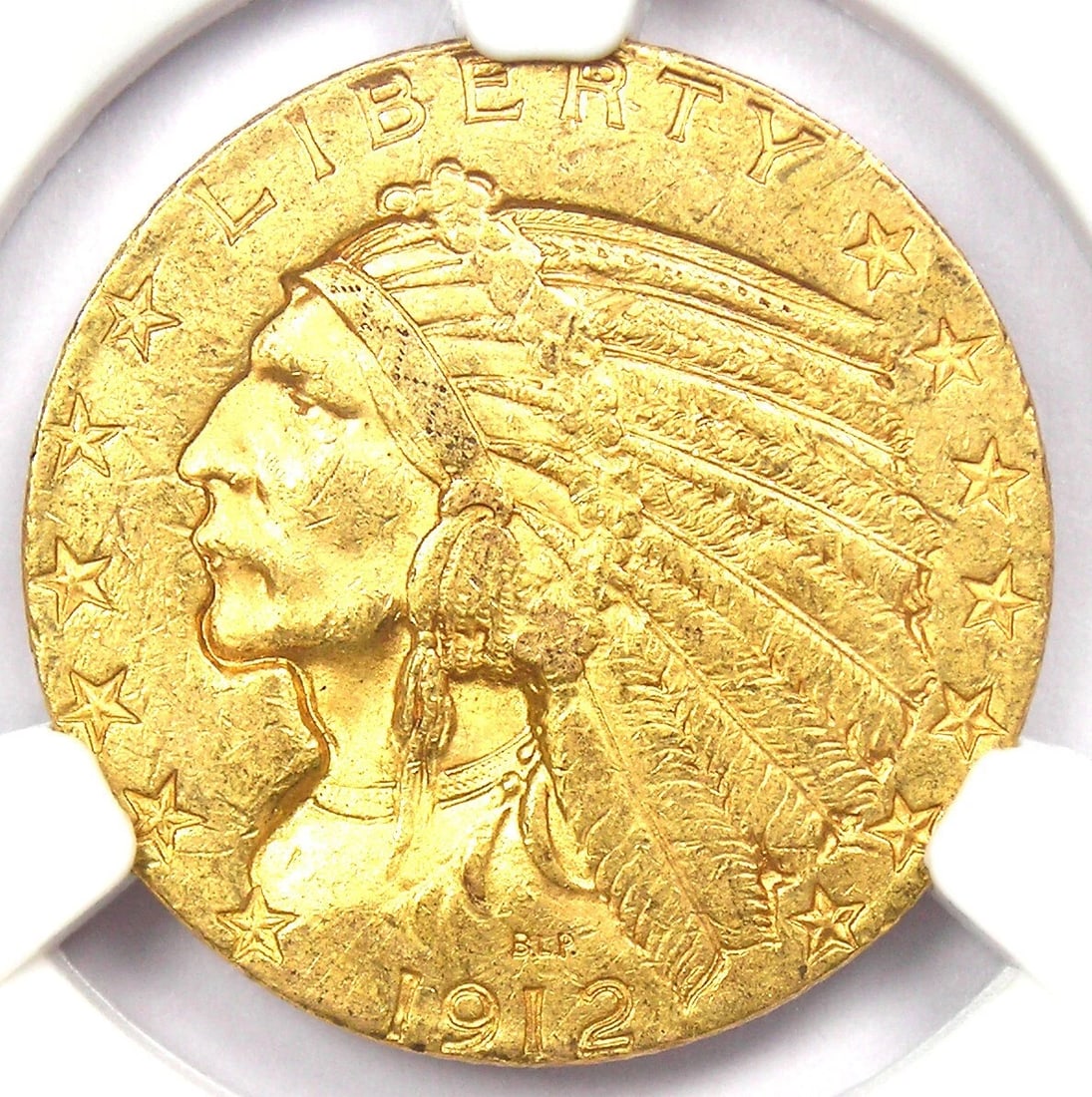 1912-S INDIAN GOLD HALF EAGLE $5 COIN.: 1912-S Indian Gold Half Eagle $5 Coin. Year: 1912 Denomination: $5 Composition: Gold Country of Origin: United States Accessories: None Accessories Notice: When purchasing pre-owned goods,