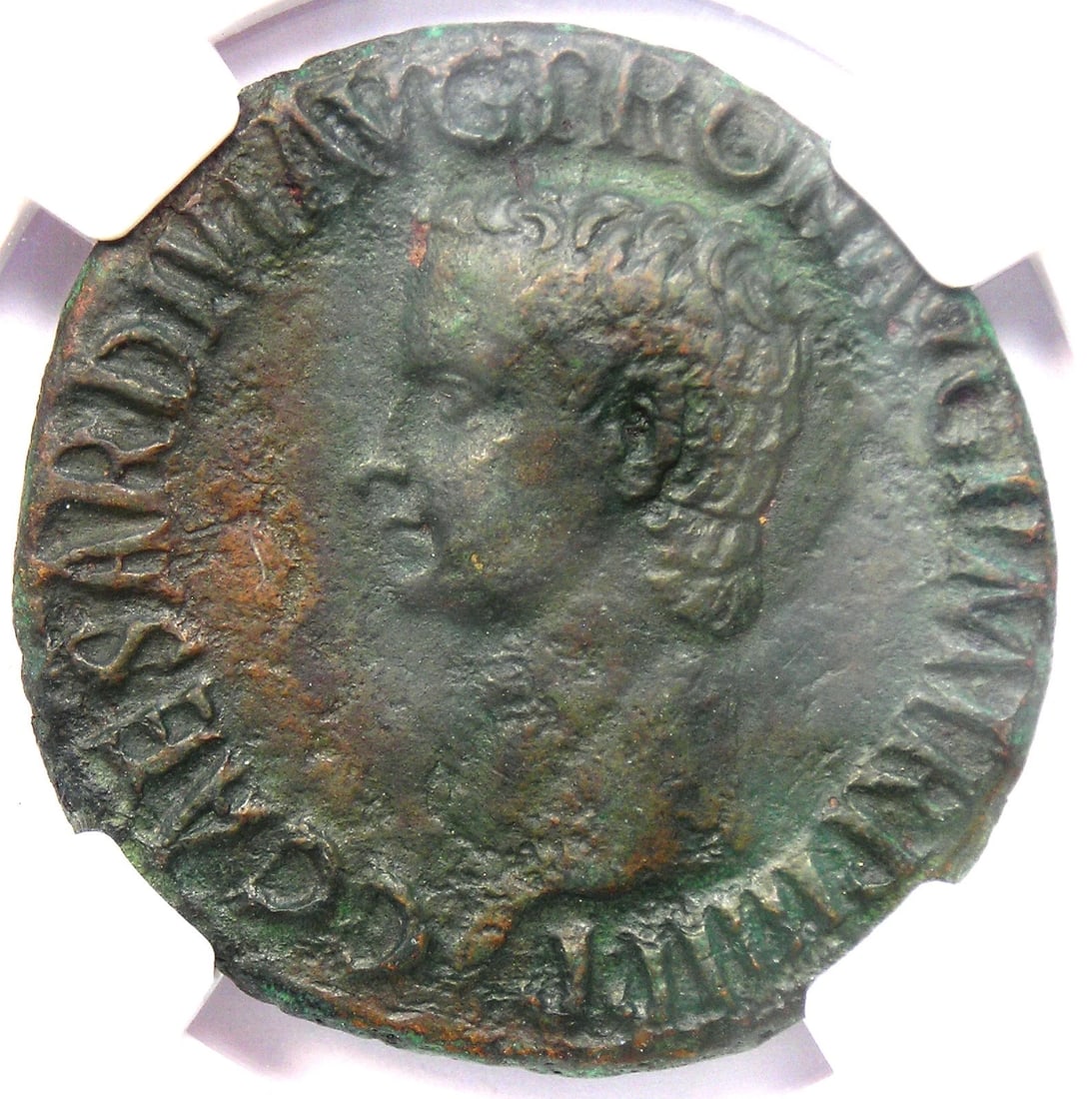 GAIUS CALIGULA AE AS BRONZE ROMAN COIN: Gaius Caligula AE As Bronze Roman Coin Year: 41 AD Denomination: As Composition: Copper Country of Origin: Italy Accessories: None Accessories Notice: When purchasing pre-owned goods, plea