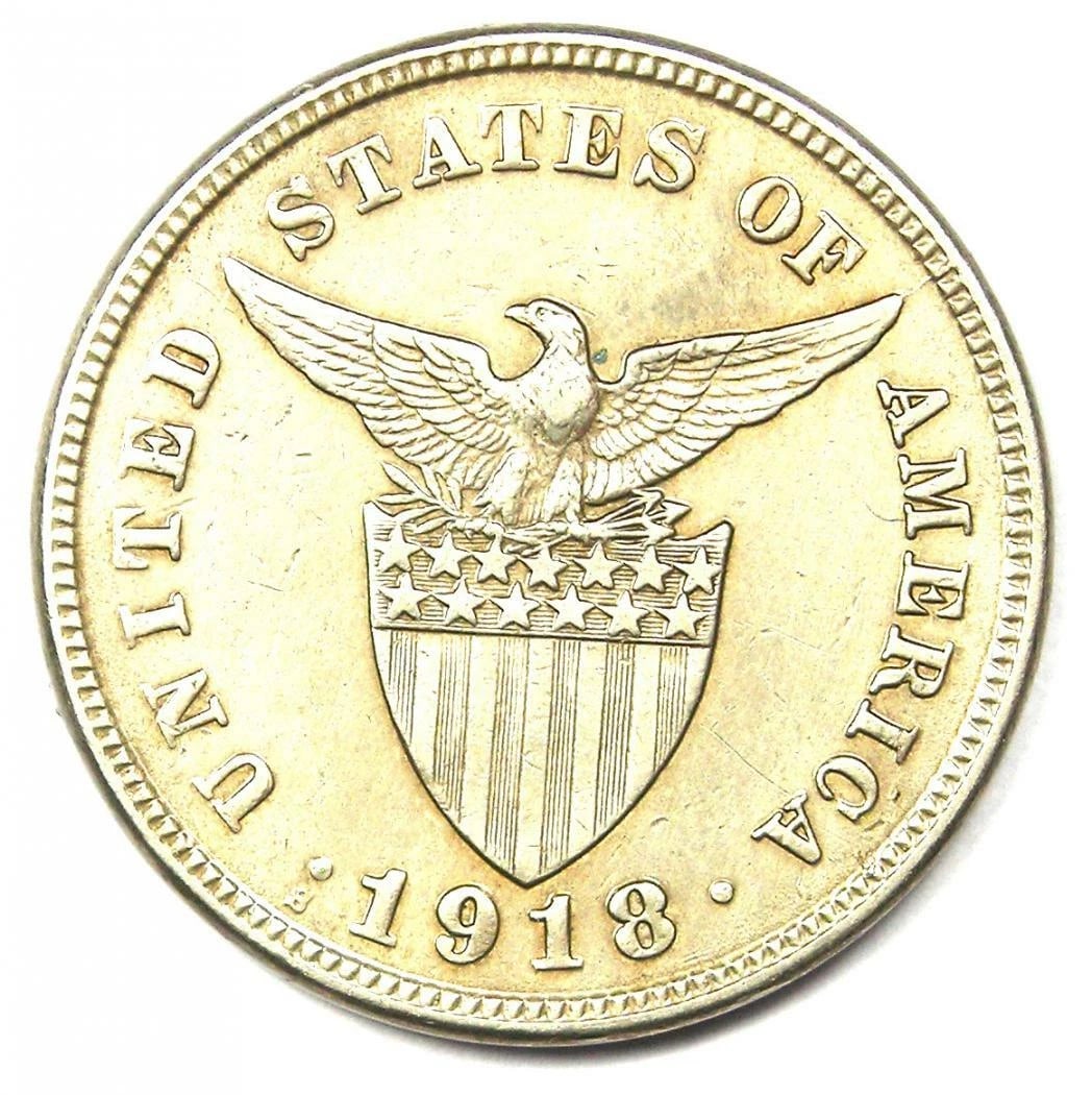 1918-S PHILIPPINES 5 CENTAVOS 5C COIN - 2