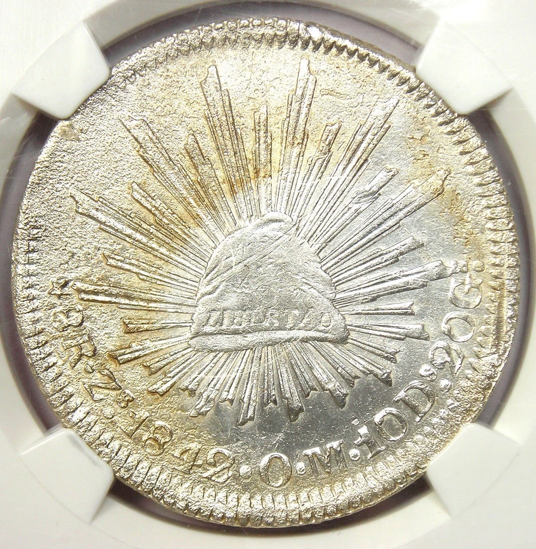 1842-ZS MEXICO 8 ES SILVER COIN: 1842-ZS Mexico 8 es Silver Coin Year: 1842 Denomination: 8 es Composition: Silver Country of Origin: Mexico Accessories: None Accessories Notice: When purchasing pre-owned goods, please re