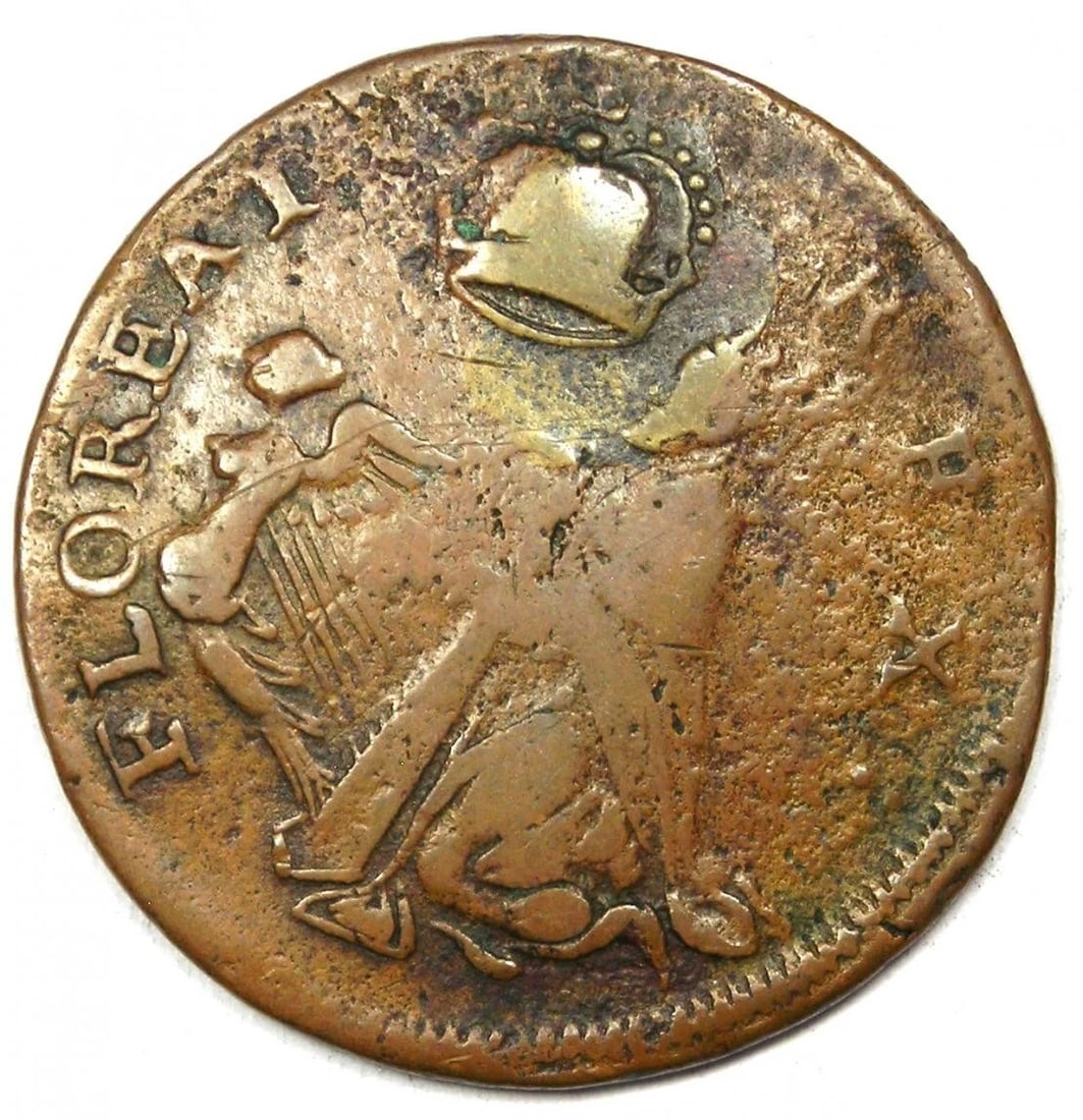 1670 JERSEY ST PATRICK FARTHING COLONIAL COIN: 1670 Jersey St Patrick Farthing Colonial Coin Year: 1670 Denomination: Composition: Country of Origin: United States Accessories: None Accessories Notice: When purchasing pre-owned goods,