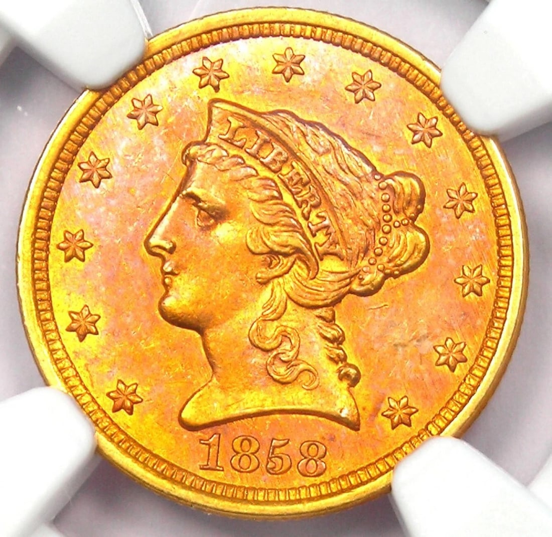 1858 LIBERTY GOLD QUARTER EAGLE $2.50 COIN: 1858 Liberty Gold Quarter Eagle $2.50 Coin Year: 1858 Denomination: $2.50 Composition: Gold Country of Origin: United States Accessories: None Accessories Notice: When purchasing pre-owned