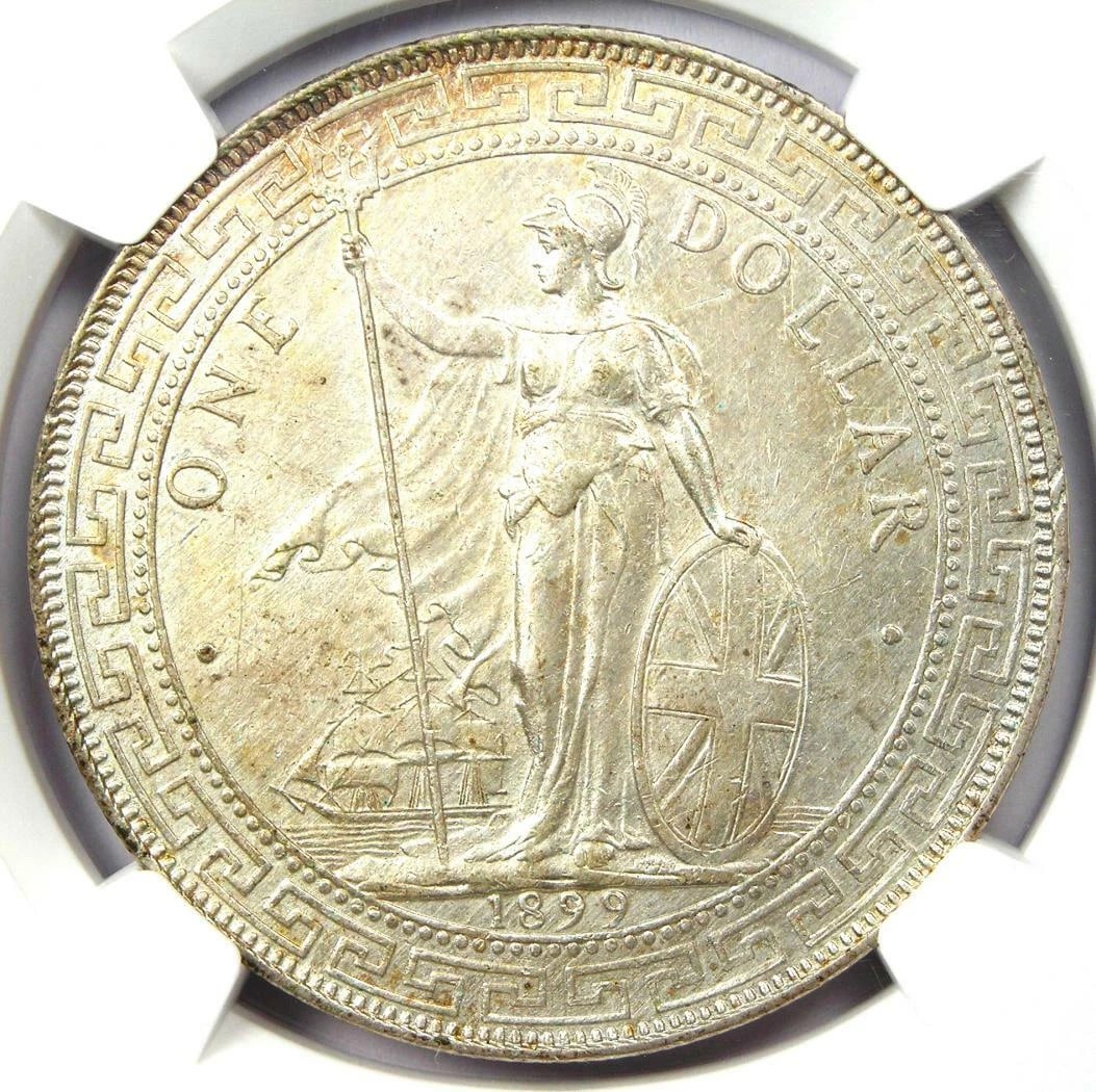 1899-B GREAT BRITAIN TRADE DOLLAR T$1: 1899-B Great Britain Trade Dollar T$1 Year: 1899 Denomination: Composition: Country of Origin: United Kingdom Accessories: None Accessories Notice: When purchasing pre-owned goods, please refer to