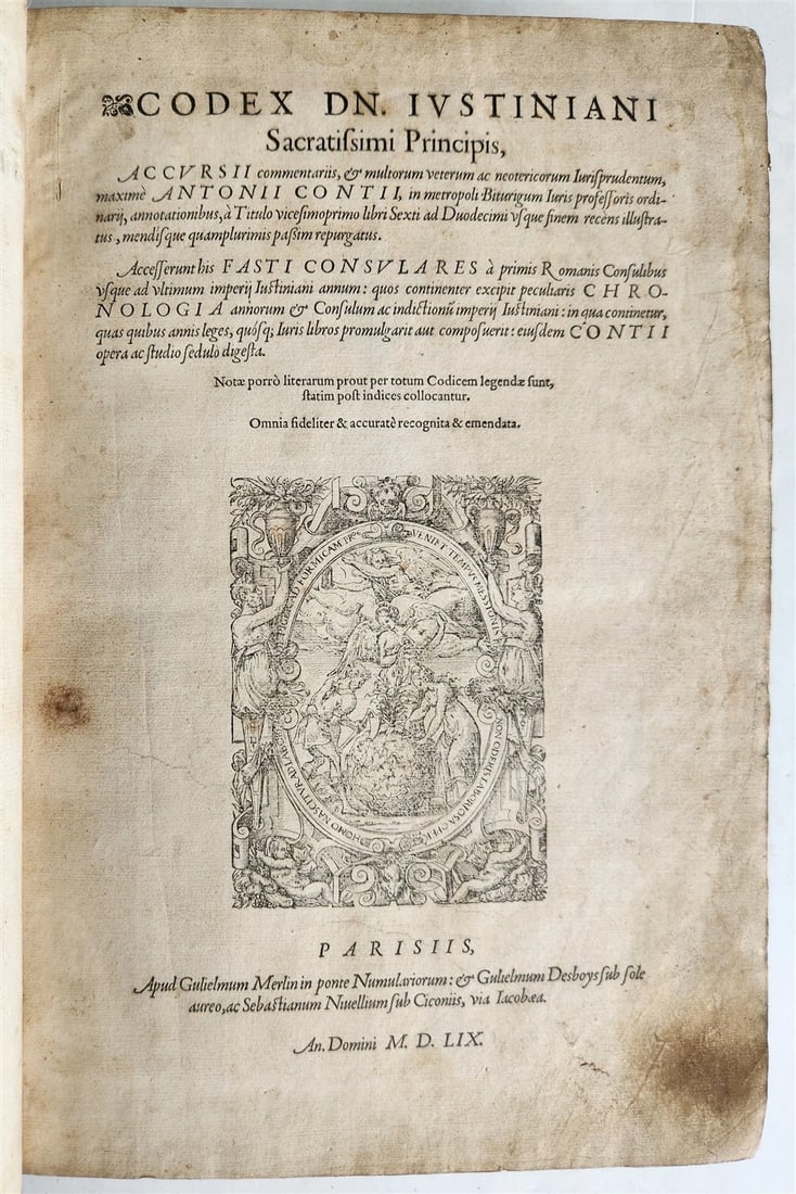 1559 CODEX DN. IUSTINIANI ANCIENT 16TH-CENTURY JUSTINIAN FOLIO CODE (1 of 13)