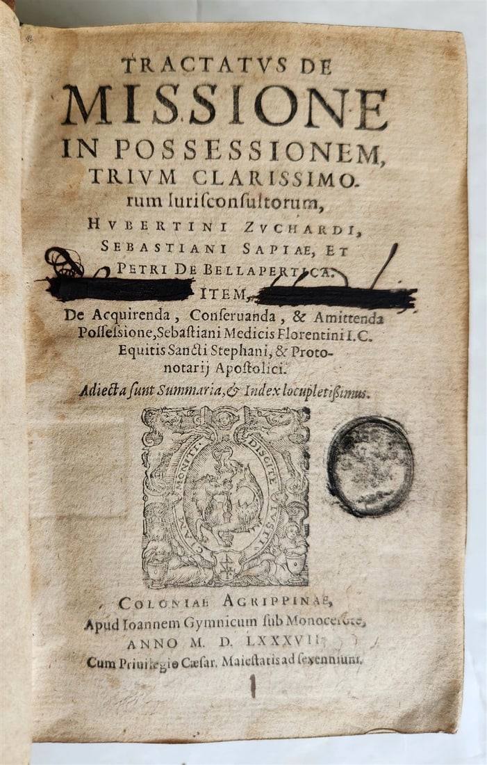 UBERTINO ZUCCARDI'S 1587 LATIN LAW BOOK: AN ANTIQUE LEGAL TREATISE (1 of 9)