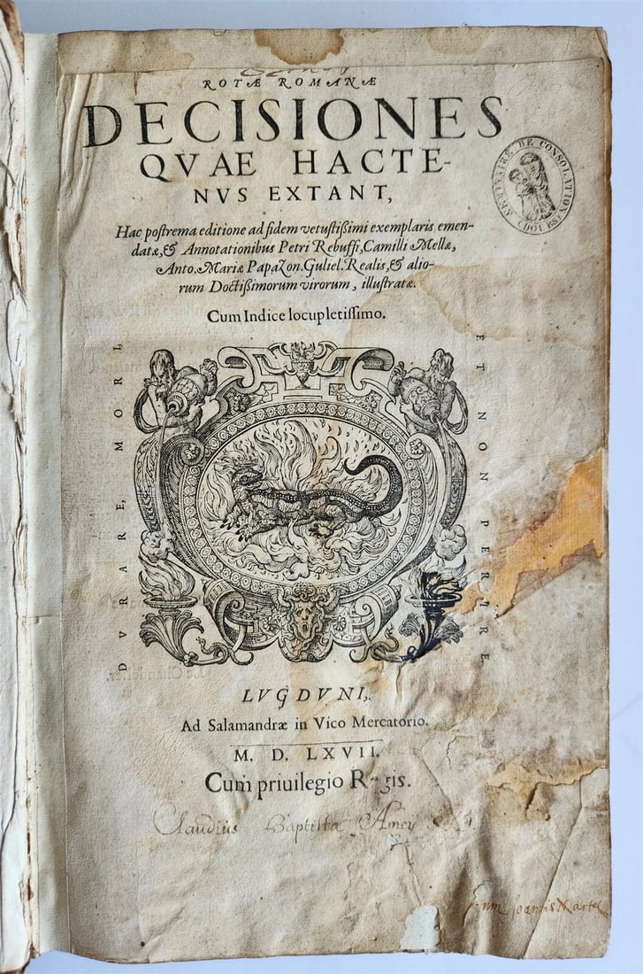 FOLIO DECISIONES QUAE HACTENUS EXTANT 16TH CENTURY ROMAN LAW, 1567 (1 of 9)