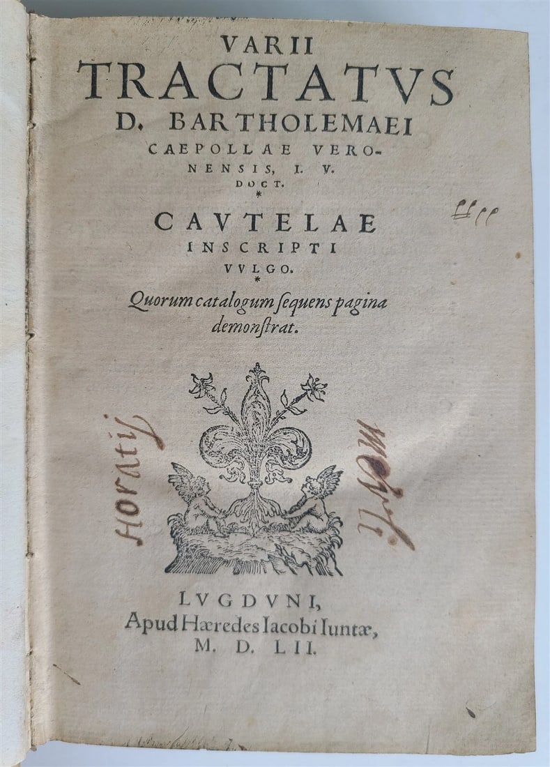 1552 VARII TRACTATUS D. BARTHOLEMAEI CAEPOLLAE VERONENSIS 16 C. ANTIQUE LAW BOOK (1 of 7)