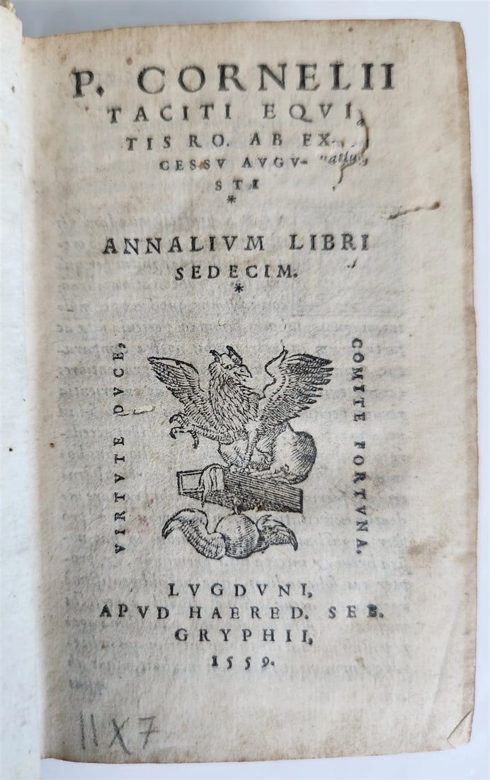 1559 ANTIQUE VELLUM BINDING OF TACITUS ANNALIUM SEBASTIAN GRYPHIUS PUBLISHING (1 of 7)