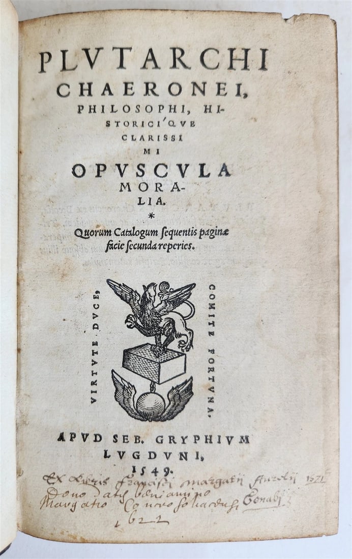 1549 PLUTARCHI CHAERONEI PHILOSOPHI HISTORICI ANCIENT 16TH CENTURY SEB. GRYPHIUS (1 of 10)