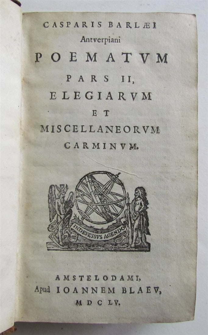 CASPAR BARLAEUS' POETRY FROM THE 17TH CENTURY, WRITTEN IN 1655 (1 of 5)